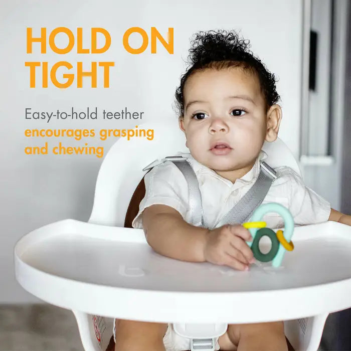 Boon Hoop Silicone Teether for Babies - Soft, Safe & Soothing Teething Toy for Infants - Perfect for Soothing Sore Gums at Home or On the Go