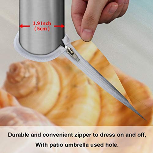 Wusikd 60 Inch Round Beach Tablecloth with Seashell & Starfish Design - Outdoor Waterproof Polyester Table Cover with Umbrella Hole for Camping, Picnic, Patio, Parties, BBQs - Perfect for Summer Gatherings & Ocean-Themed Decor
