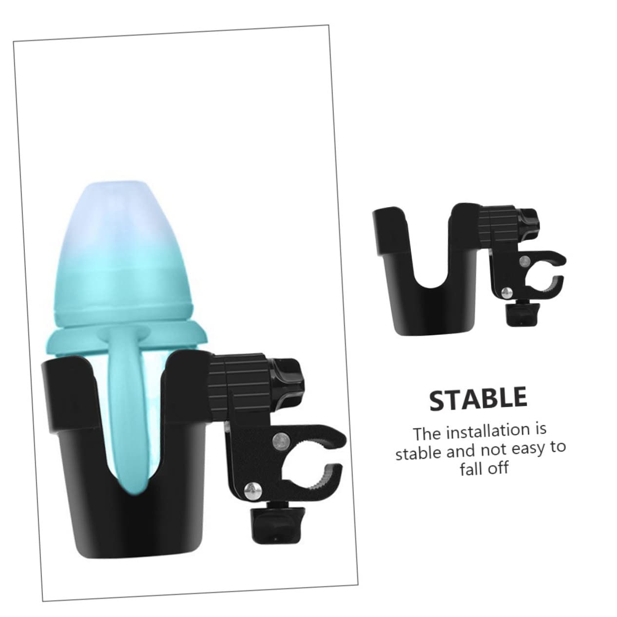VICASKY Black Stroller & Bike Bottle Holder - Universal Drink Cup Holder for Strollers, Cruisers & Handlebars - Perfect for Cycling, Jogging & Outdoor Activities