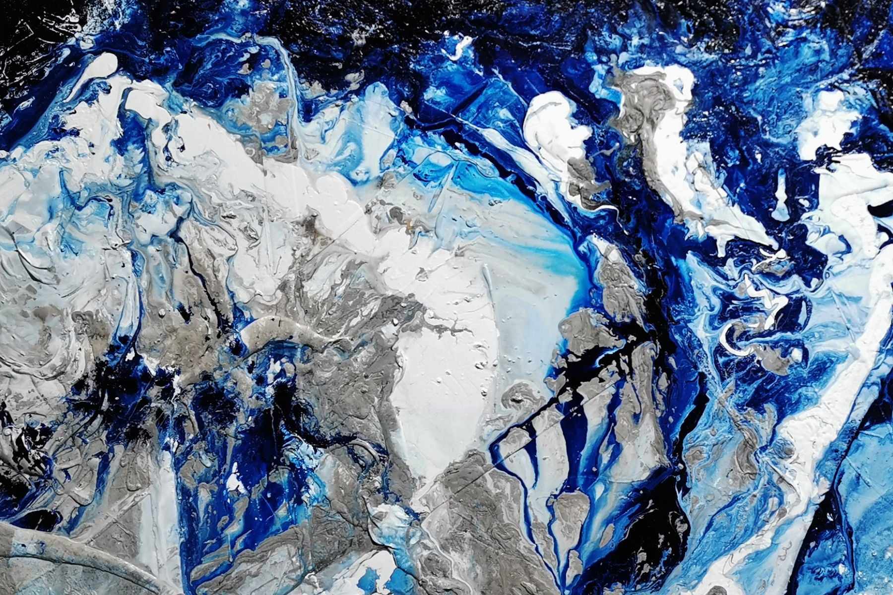 150cm x 150cm Blue Textured Abstract Ocean Painting - Modern Coastal Wall Art for Living Room, Bedroom & Office Decor
