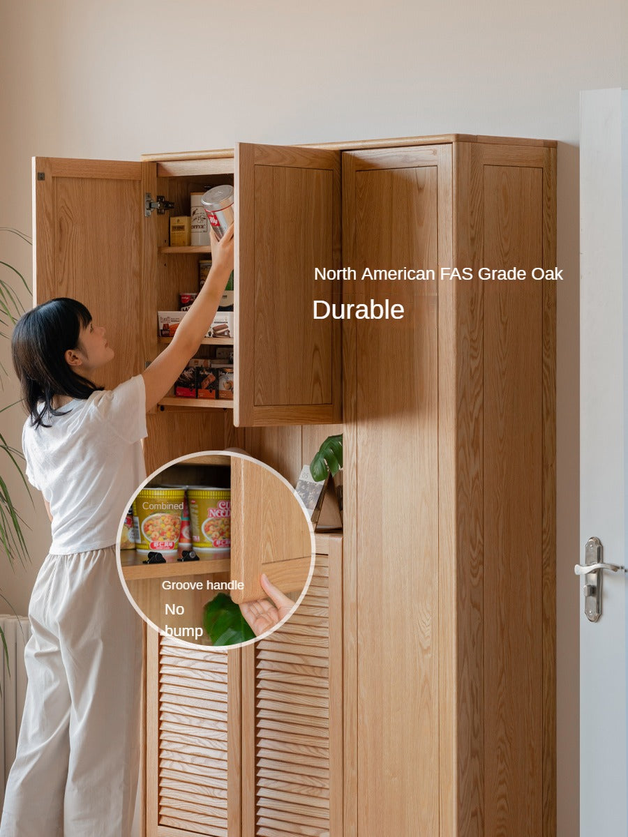 Solid Oak Wood Storage Cabinet - Shoe Locker & Entryway Organizer for Home, Office, or Mudroom - Durable Entry Storage Solution with Adjustable Shelves