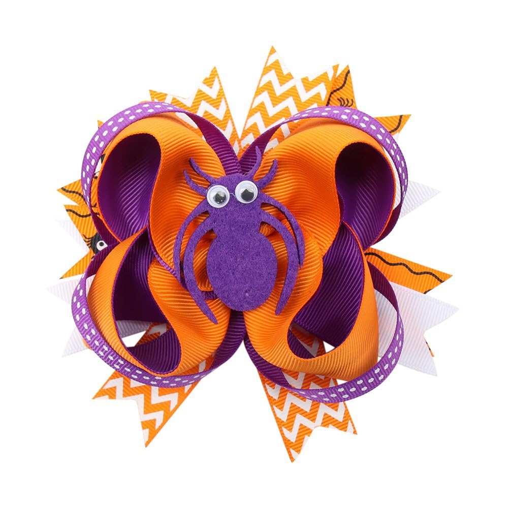JIAHANG Halloween Hair Bows for Baby Girls - 4Pcs Pumpkin Ghost Hair Clips with Alligator Clips, Cute Hair Accessories for Infants Toddlers & Teens | Perfect for Halloween Costumes, Dress Up Parties & Photo Shoots