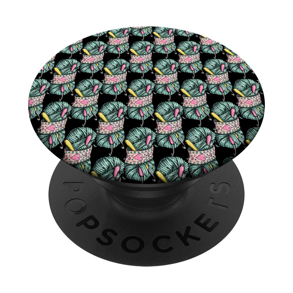Aesthetic Cute Knitting Yarn Pattern PopSockets - Adhesive PopGrip for Phone & Tablet - Perfect Gift for Knitting Lovers & Craft Enthusiasts - Use for DIY Projects, Home Decor, and Personalized Gifts