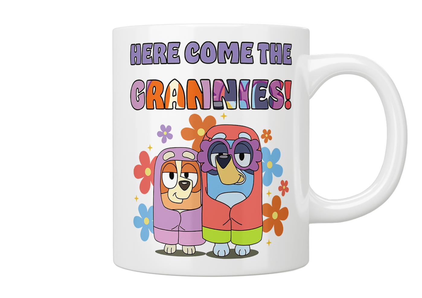Bluey Here Come The Grannies Coffee Mug - Official Bluey TV Show Merchandise - Perfect Gift for Kids & Fans - Ideal for Hot Drinks, Home Decor, and Collectibles