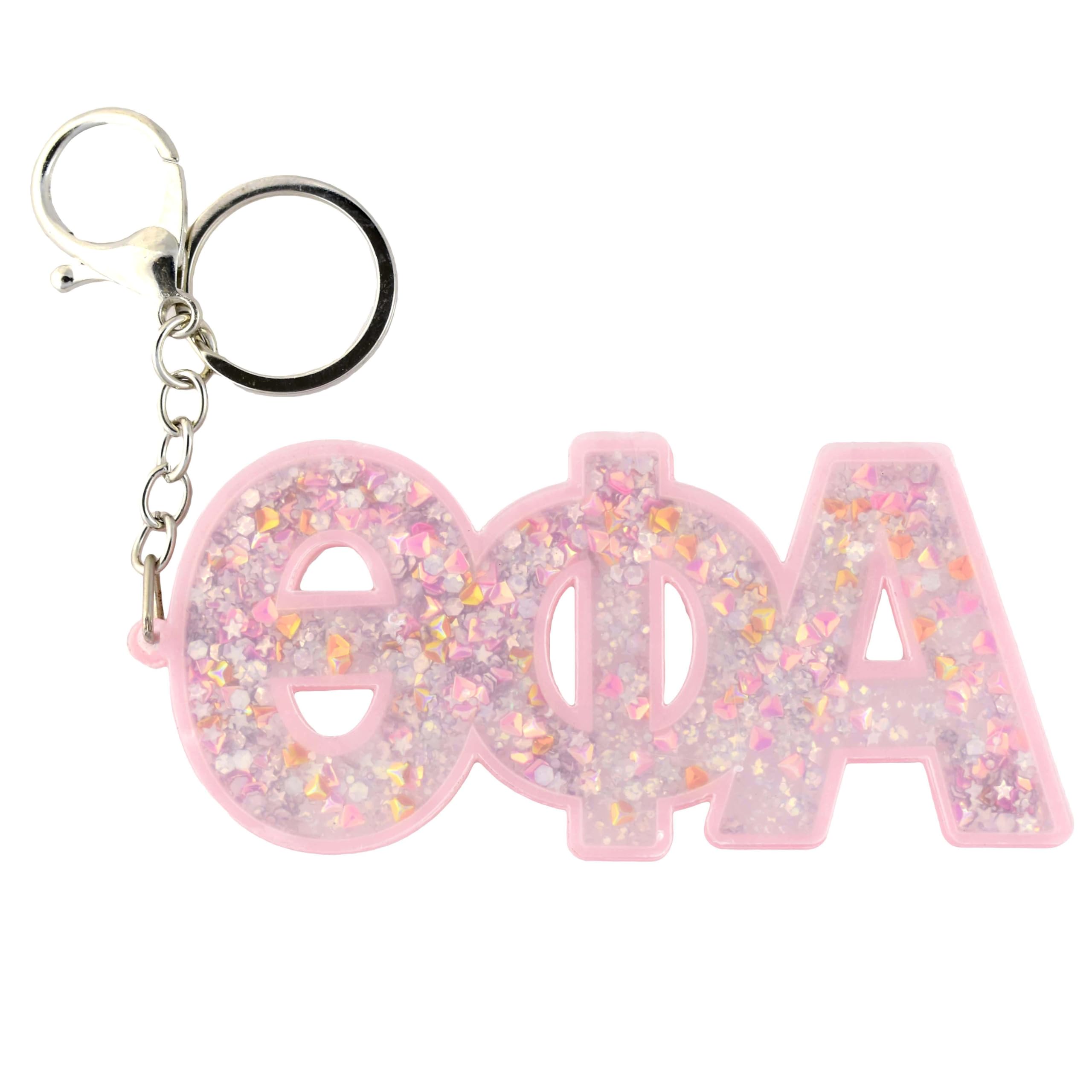 Theta Phi Alpha Sorority Keychain with Glitter - Greek Letter Accessory for Sisters, Gifts & College Events - Perfect for Backpacks, Keys & Sorority Merch