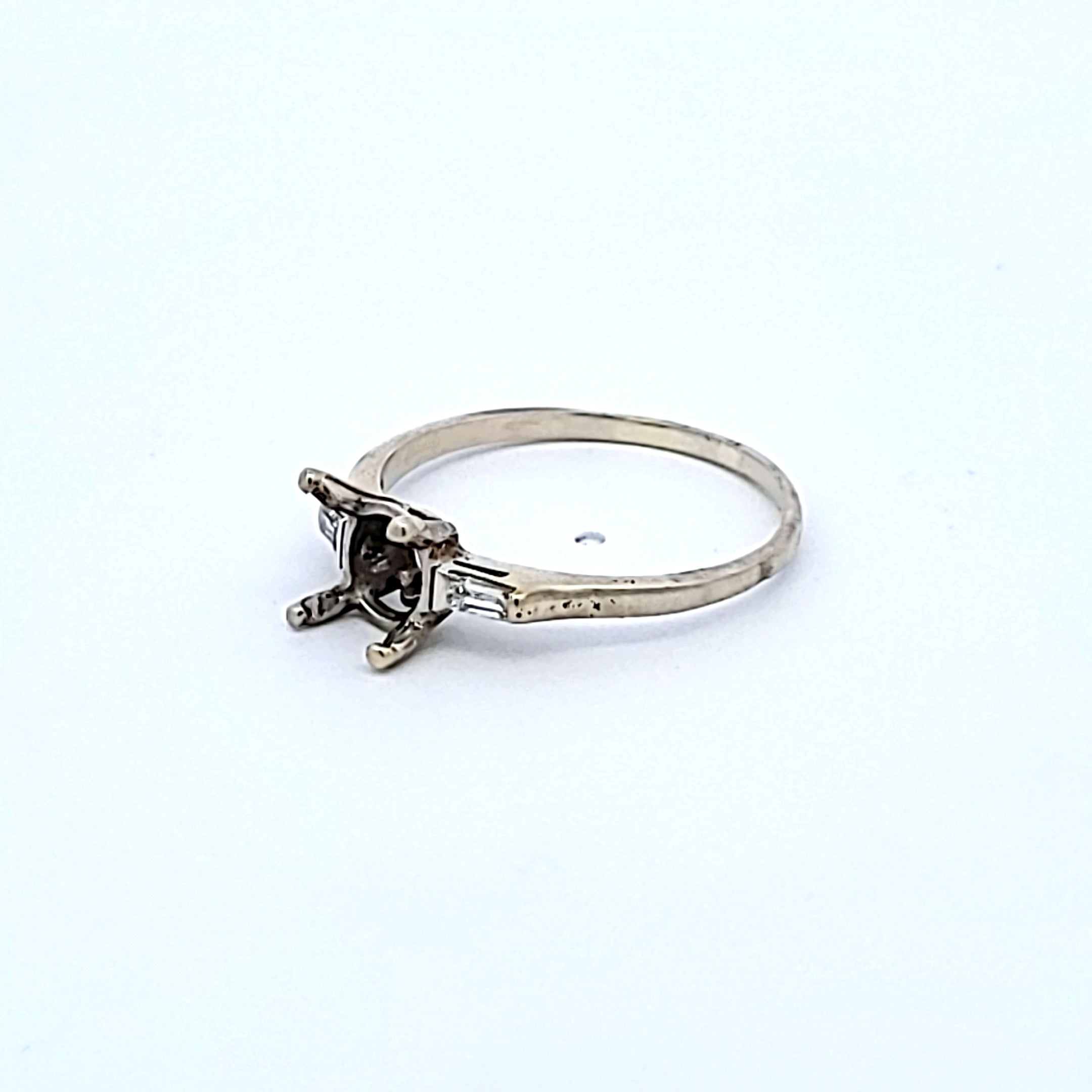 0.12 Carat Baguette Cut I SI1 Diamond 14K White Gold Semi Mount Engagement Ring - Perfect for Wedding Bands, Bridal Jewelry & Anniversary Gifts