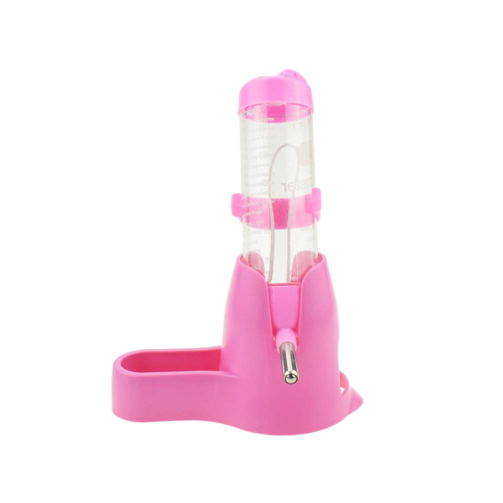 POPETPOP Hamster Water Bottle with Base Hut - Leak-Proof Small Pet Water Dispenser for Cage, Hamster Nest Accessories (Pink) - Perfect for Hamsters, Gerbils & Mice in Habitats or Travel Cages