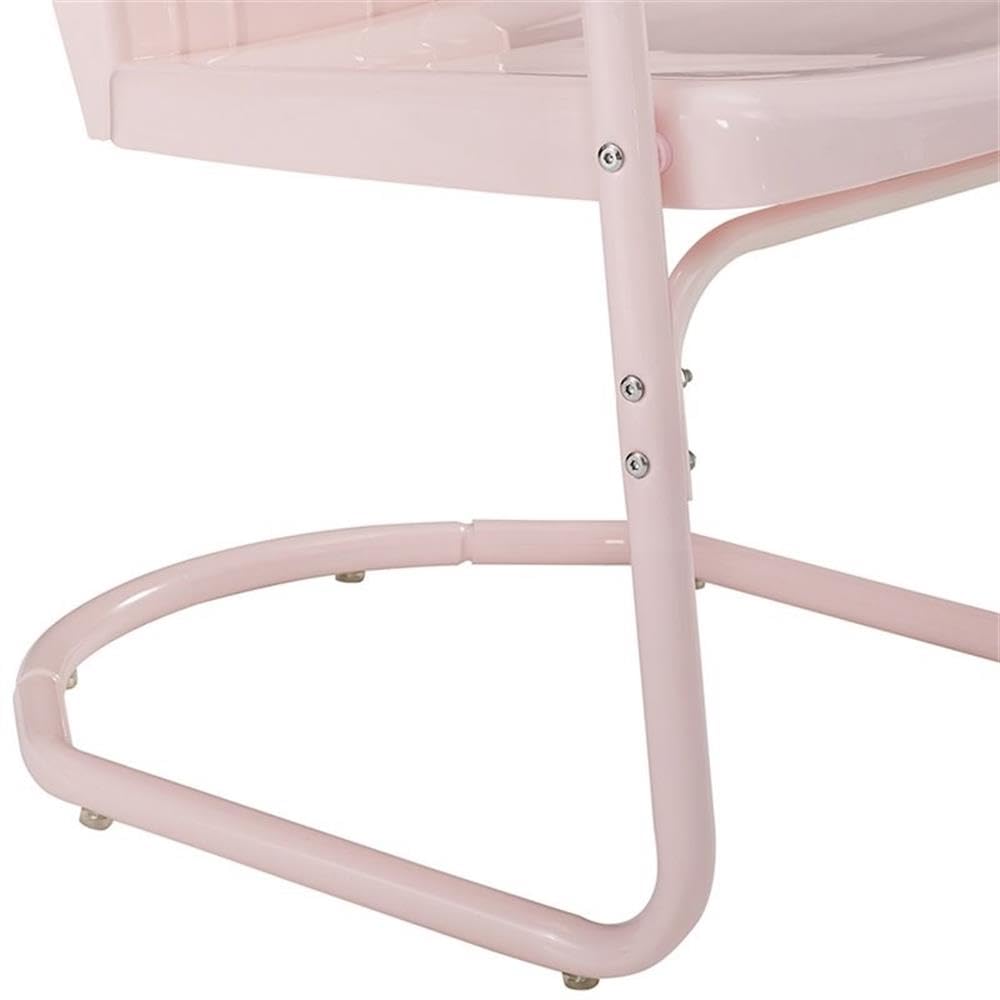 Pastel Pink Gloss Steel Outdoor Chairs (Set of 2) - Weather-Resistant Metal Patio Furniture for Garden, Poolside & Backyard Relaxation