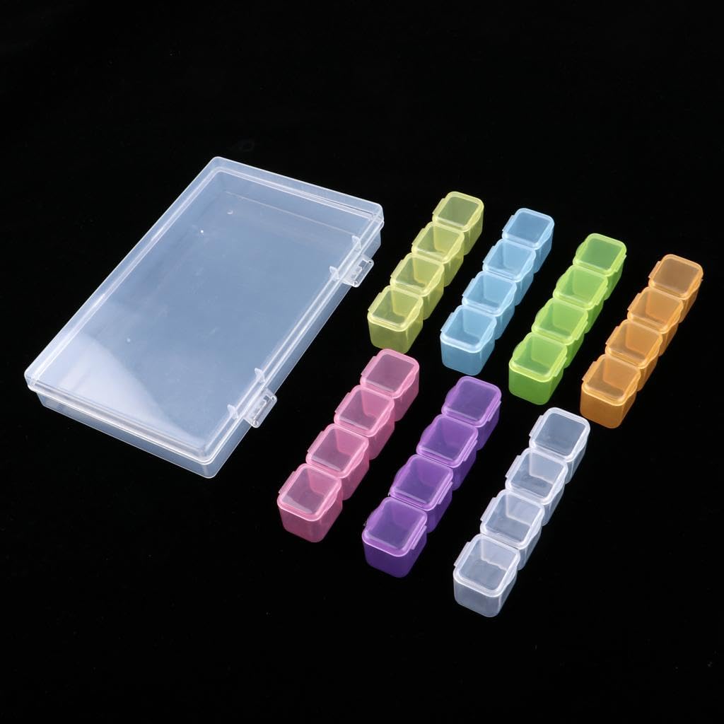 LOSA 28 Slots Nail Art Beads & Glitter Jewelry Organizer Box - Perfect for Nail Salon, DIY Crafts, and Jewelry Storage Display