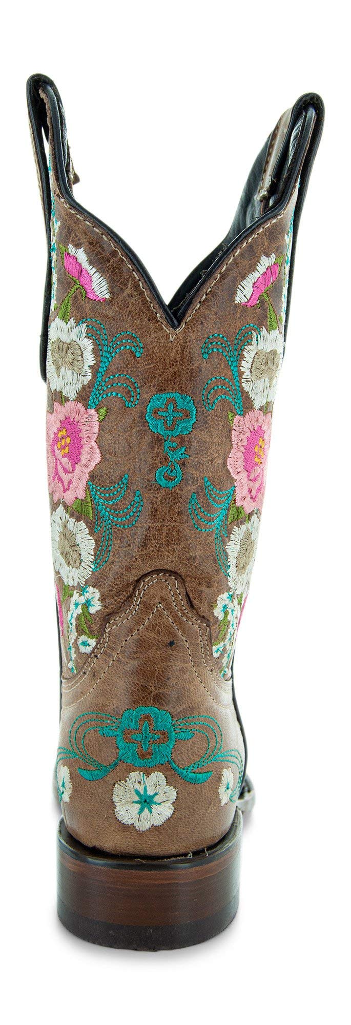 Soto Boots Women's Jasmine Floral Square Toe Cowgirl Boots - Genuine Leather Handcrafted Western Boots with Embroidered Design (M50043, Tan) | Perfect for Country Dancing, Rodeos & Western Fashion