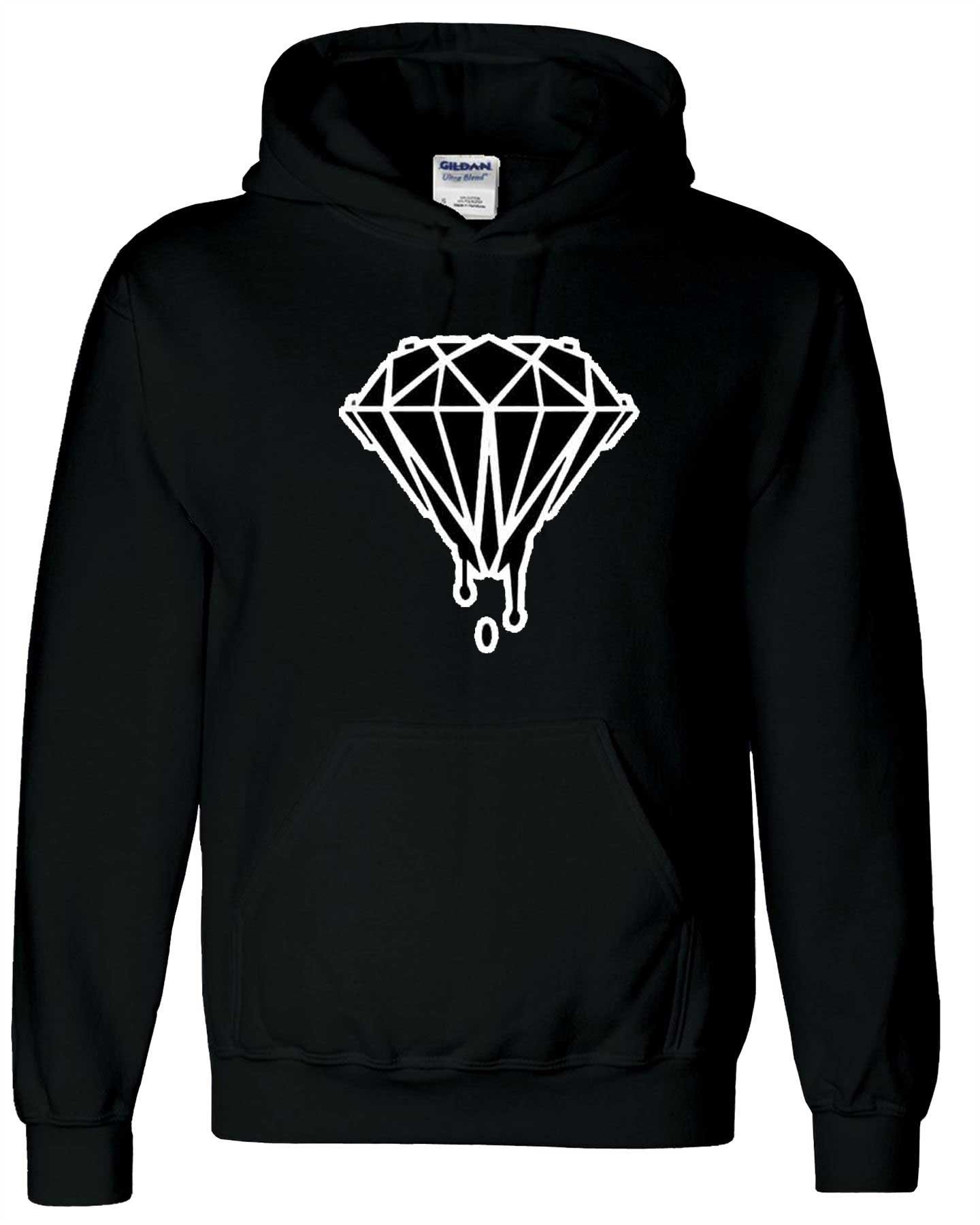 Freshtees® Black & White Melting Diamond Graphic Hoodie - Trendy Unisex Pullover for Streetwear, Casual Outfits & Winter Layering