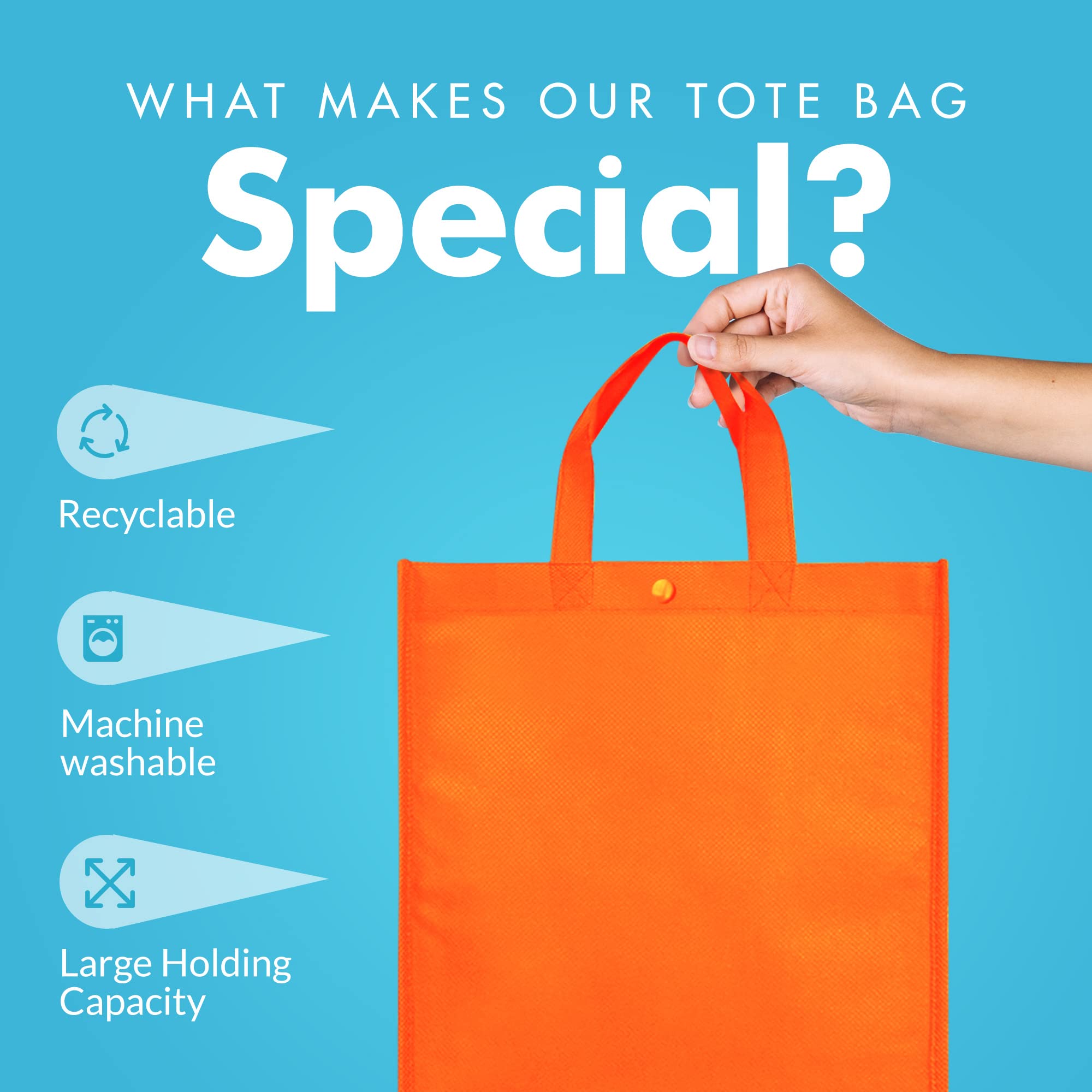 Eco-Friendly Reusable Grocery Bags - Large Durable Tote Shopping Bags for Groceries, Errands & Market Trips - 14