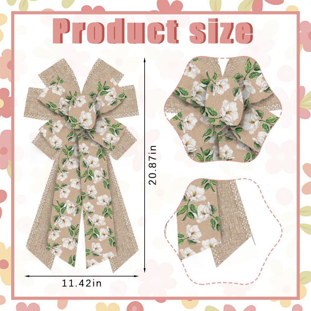 ALIBBON Large Spring Wreath Bows - White Camellia Floral Decor for Indoor/Outdoor