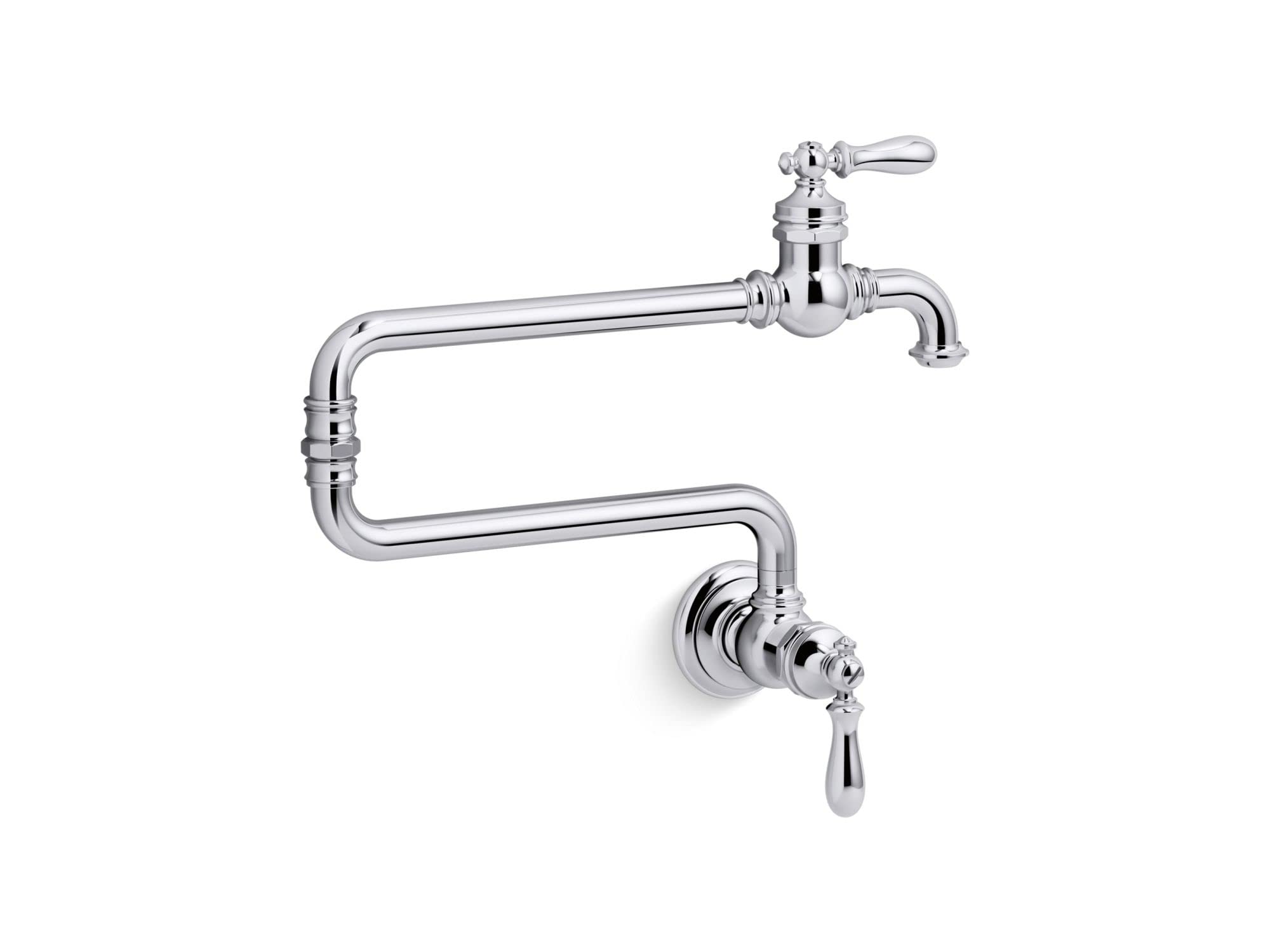 KOHLER 99270-CP Artifacts Wall-Mount Pot Filler Faucet in Polished Chrome - Kitchen Sink Pot Filler for Easy Cooking & Filling Pots - Perfect for Home Chefs & Busy Kitchens