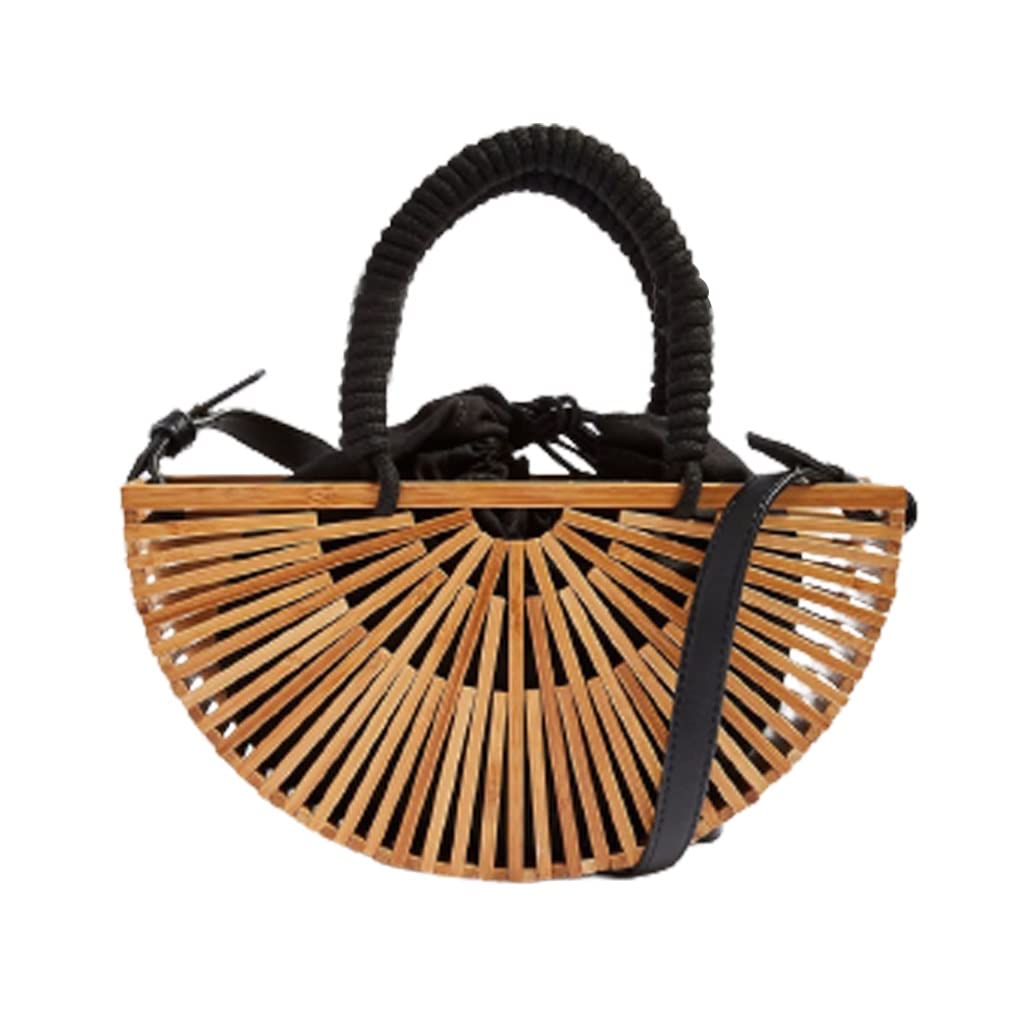 Eco-Friendly Bamboo Woven Crossbody Bag for Women - Vintage Straw Shoulder Handbag - Perfect for Beach, Summer Travel & Outdoor Activities (Color: 01)
