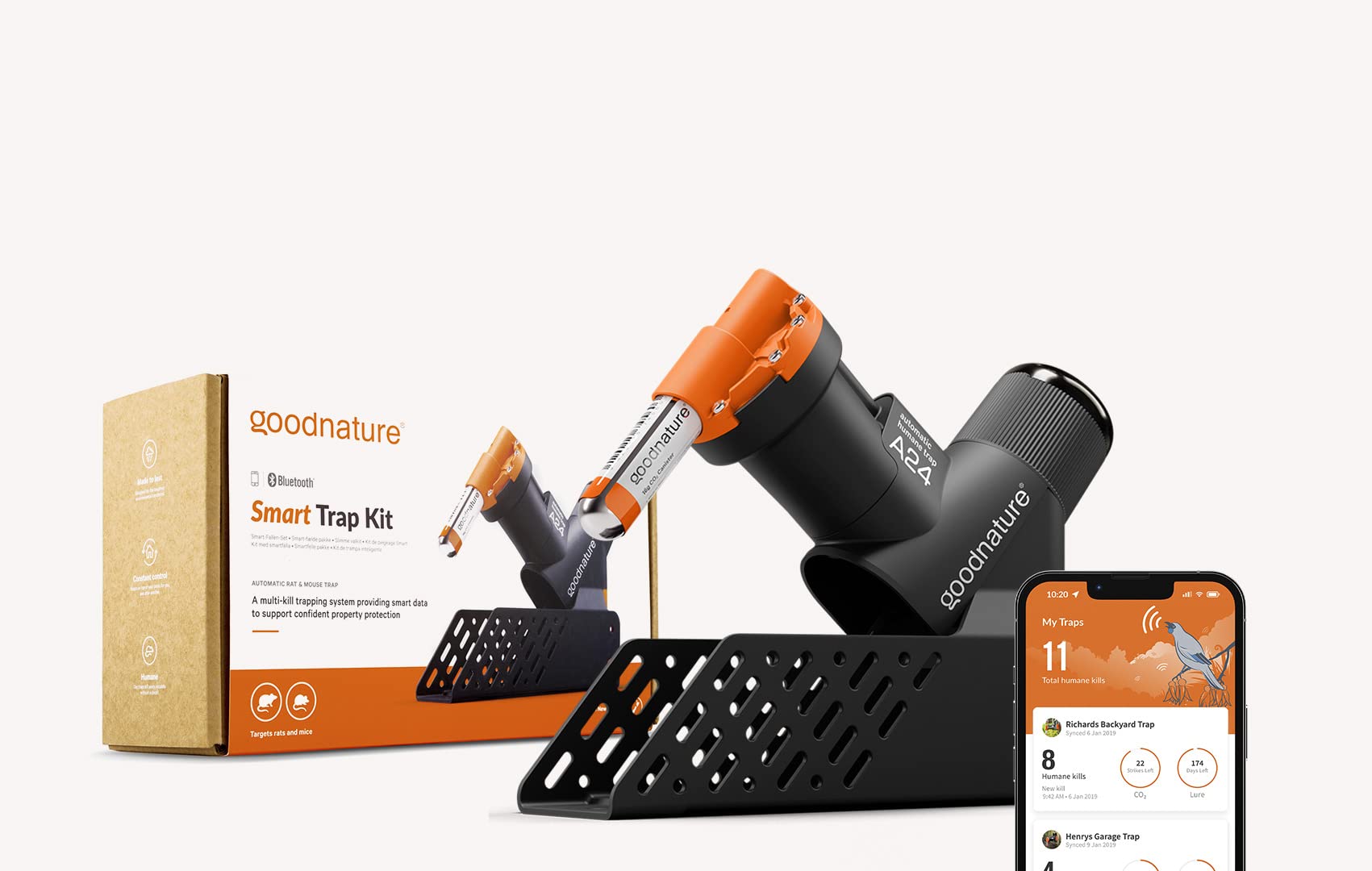 Goodnature Smart Rat and Mouse Trap Kit - Humane Automatic Pest Control with Portable Stand, CO2 Canister & Smart Counter - Ideal for Homes, Farms, and Commercial Use