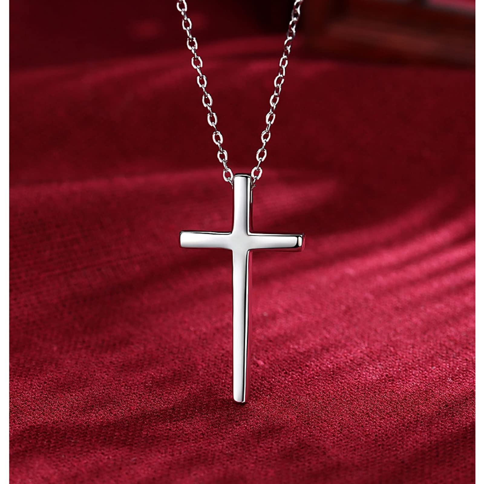 Elegant Small Cross Pendant Necklace for Women - Minimalist Sterling Silver Religious Jewelry - Perfect Mother's Day & Birthday Gift - Ideal for Church, Weddings & Everyday Wear
