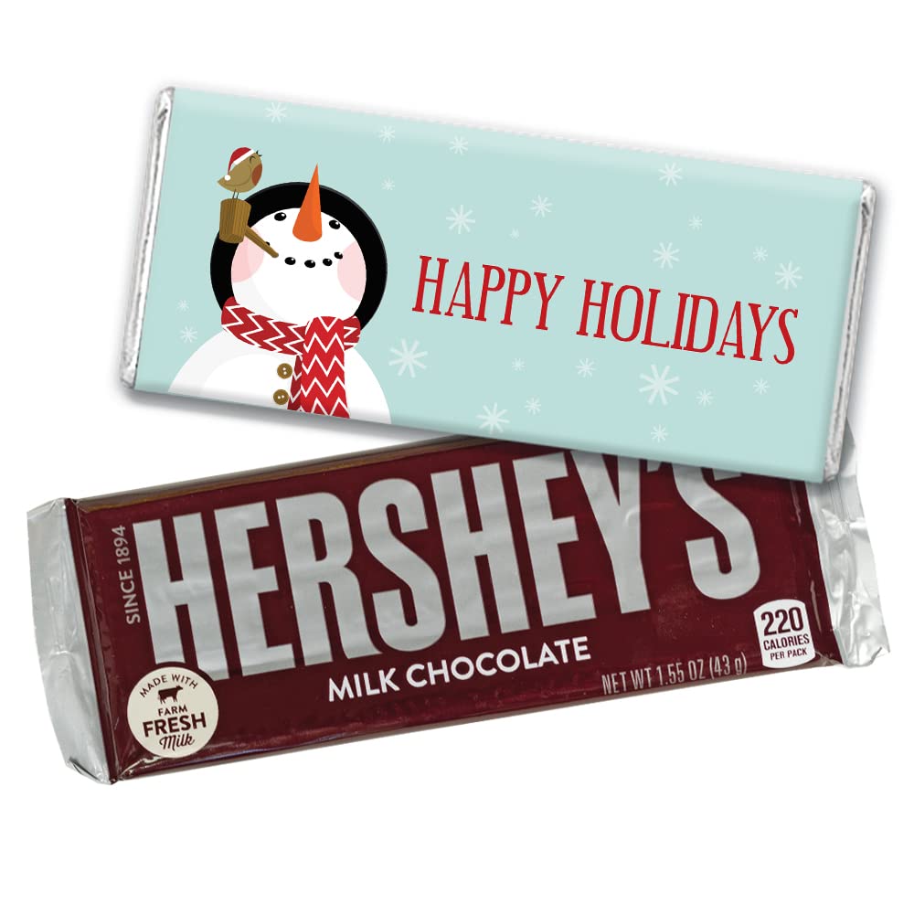 Personalized Christmas Snowman Chocolate Bars - 36 Count Bulk Holiday Candy for Gifts, Parties & Stocking Stuffers