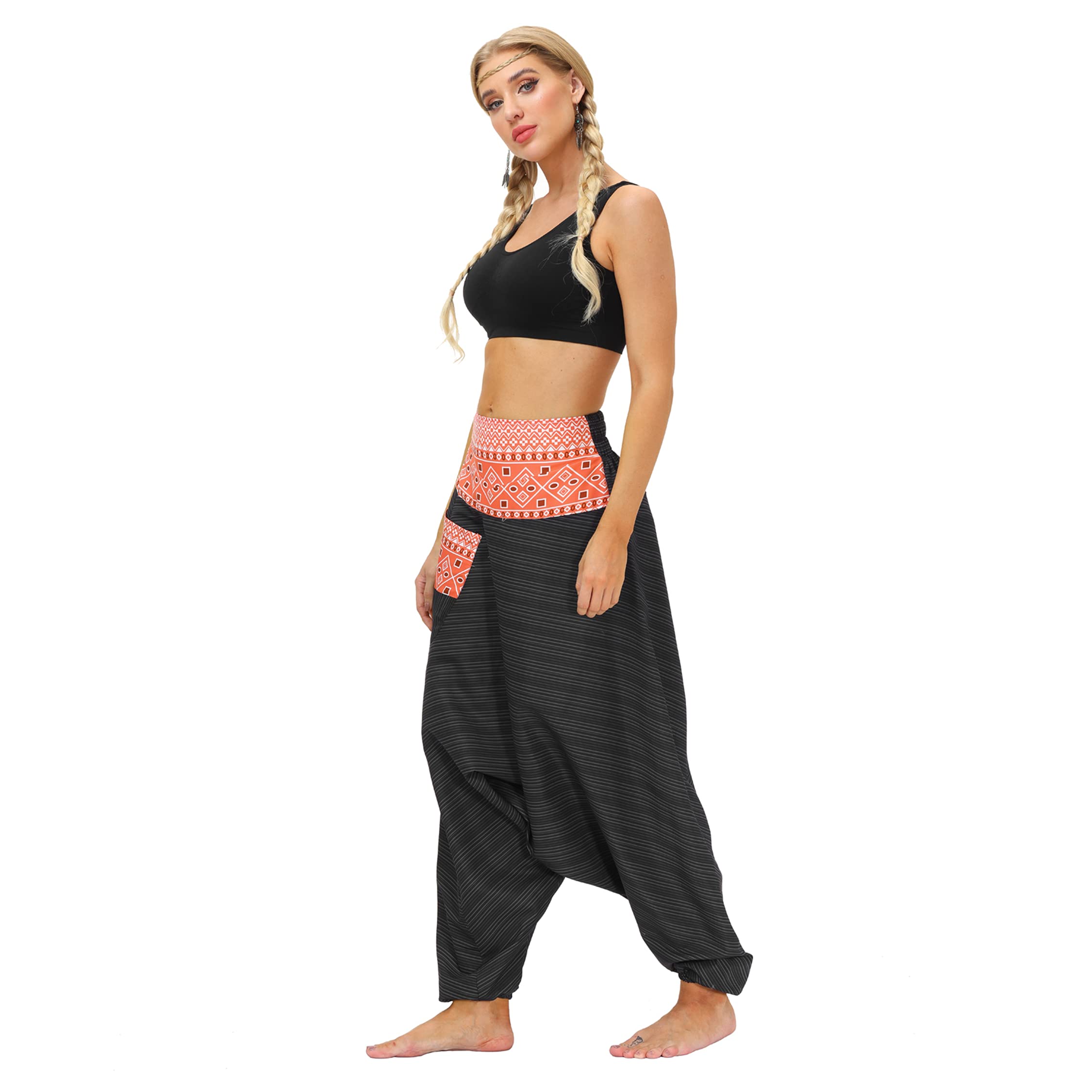 VISSAY Women's Boho Harem Pants - Smocked Waist Yoga Palazzo Pants for Summer, Beach & Casual Wear | Hippie Style Comfortable Lounge Pants for Travel, Meditation & Everyday Boho Fashion