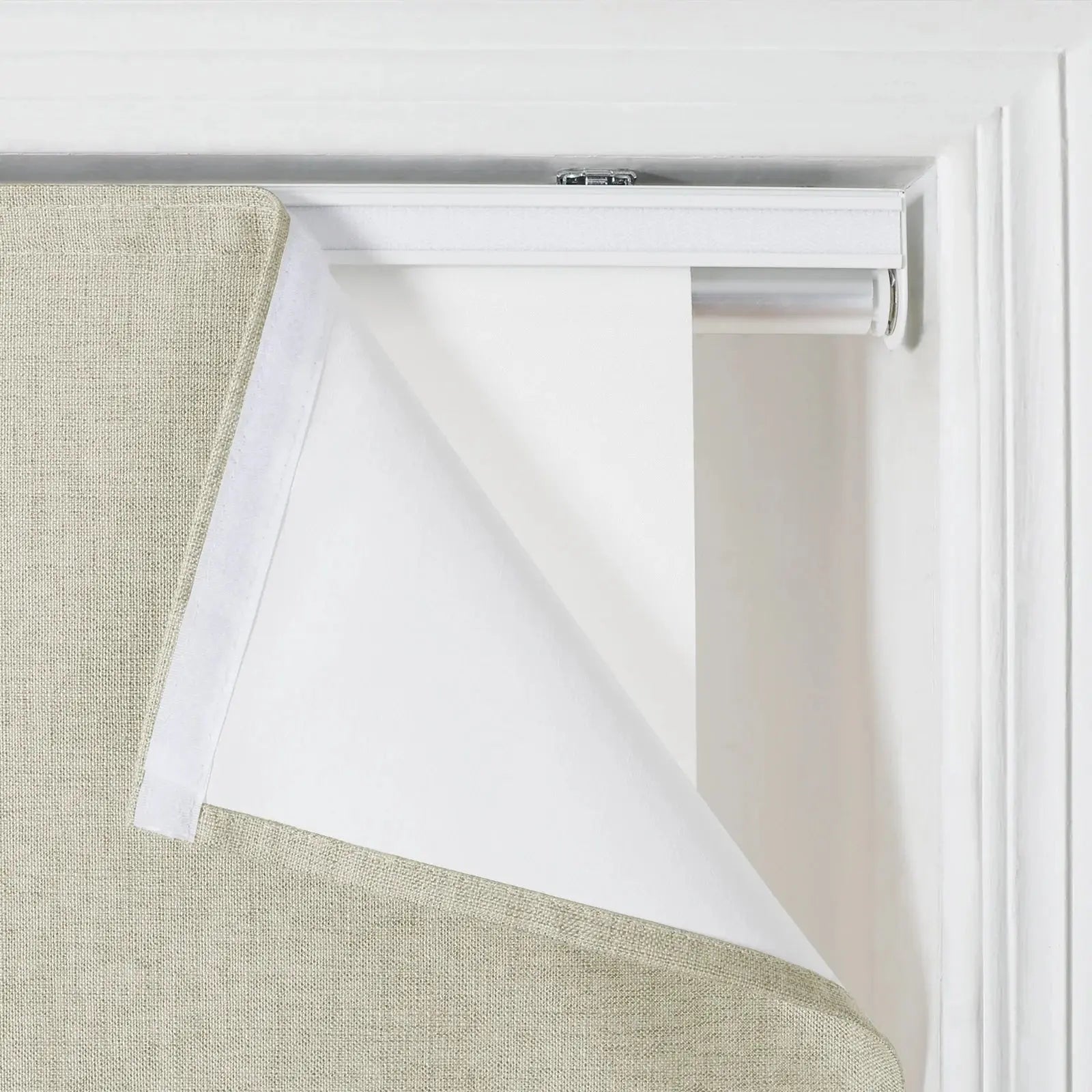 Jawara Linen Cotton Roman Shade Cordless - Blackout Window Treatment for Bedroom & Living Room