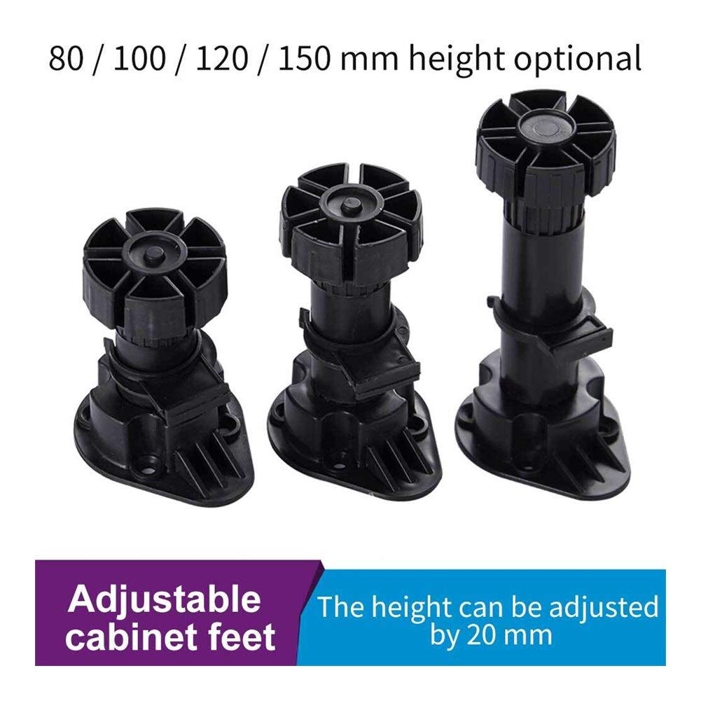 Adjustable Black ABS Sofa Legs 4pcs - Furniture Cabinet Feet for Bed, Cupboard & Sofa (120-150mm Height) - Durable & Stylish Home Decor Accessories for Living Room, Bedroom & Office