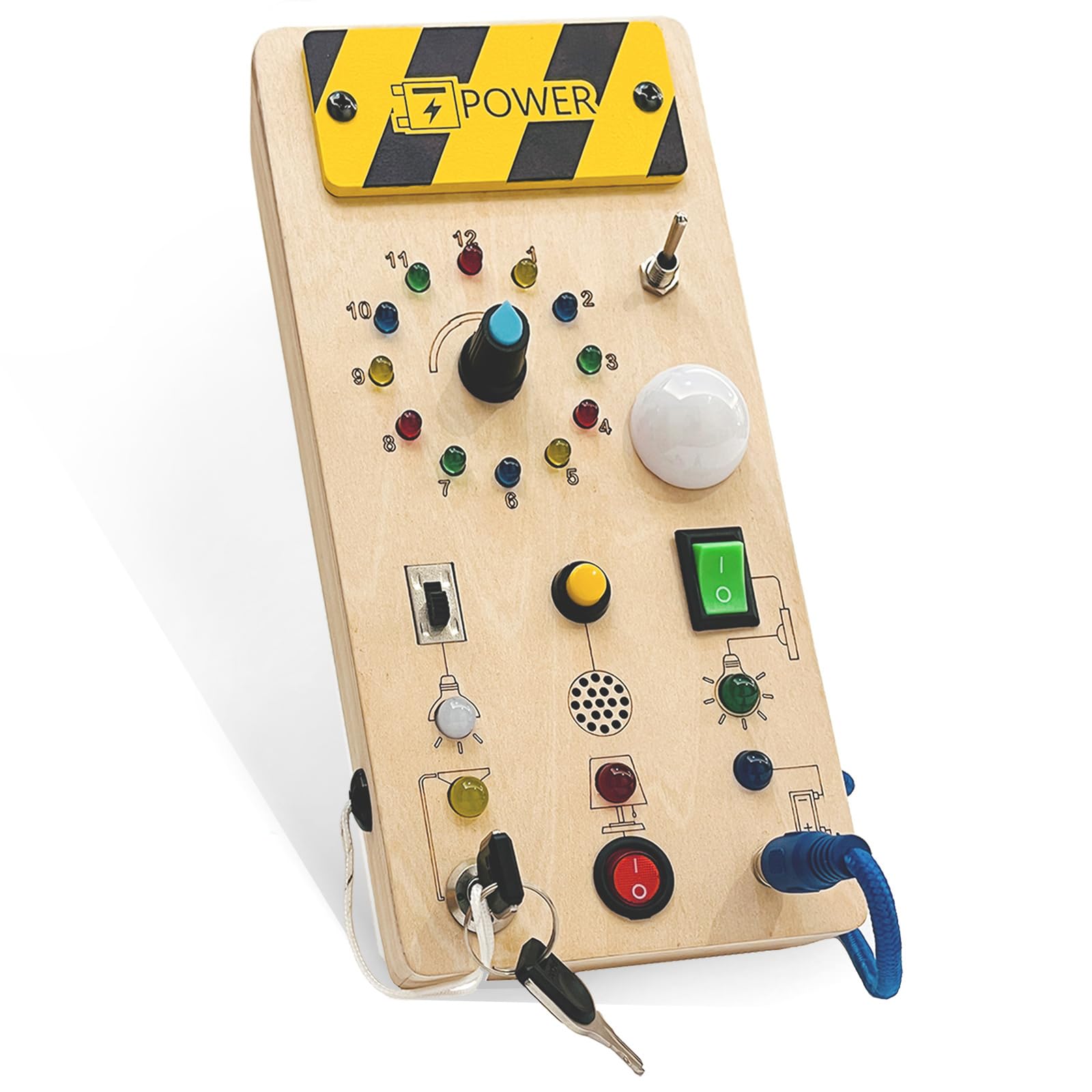 Montessori Busy Board - Wooden Sensory Toys for Toddlers 1-4 Years Old, Educational Learning Toy for 6-18 Month Babies - Perfect Gift for Boys & Girls | Develop Fine Motor Skills at Home & Travel