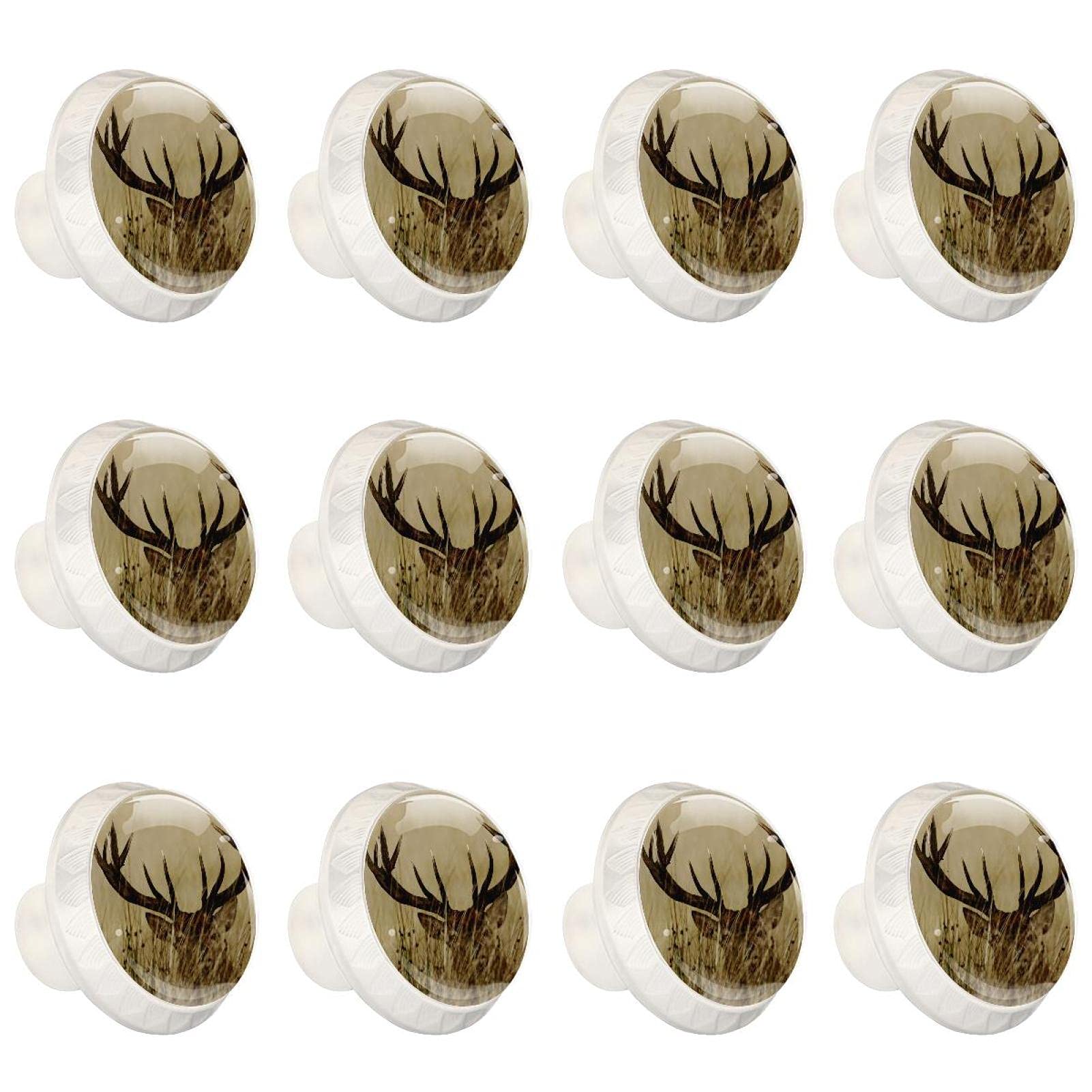 WARMFM Antler Set of 12 Round Cabinet Knobs - Rustic Drawer Pulls for Dresser, Kitchen Cabinets, Bedroom Furniture & Office Decor | Perfect for Home Renovation & DIY Projects