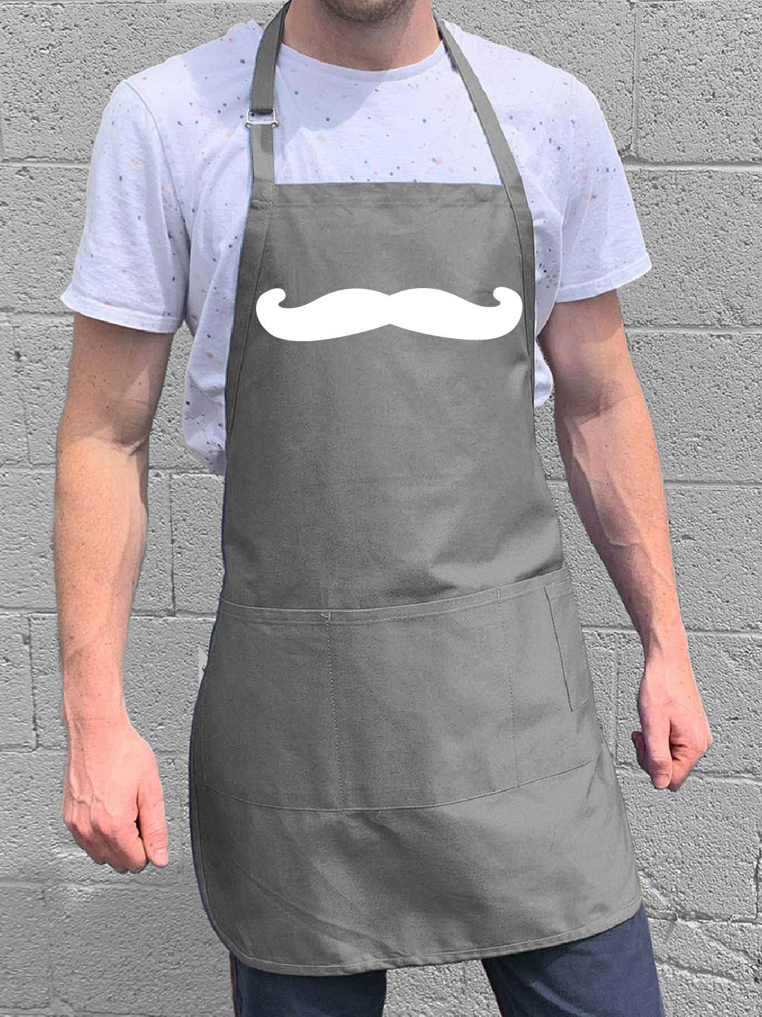 Adjustable BBQ Apron for Men - One Size Mustache Design - Perfect for Grilling, Smoking & Outdoor Cooking