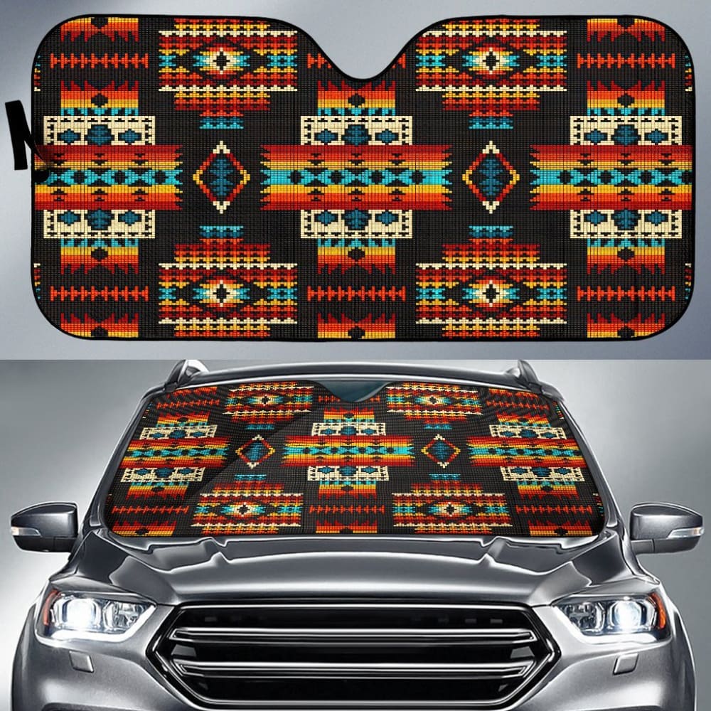 Black Pattern Car Sun Shades for Windshield - UV Protection & Heat Reduction - Perfect for Summer Driving, Road Trips, and Parking