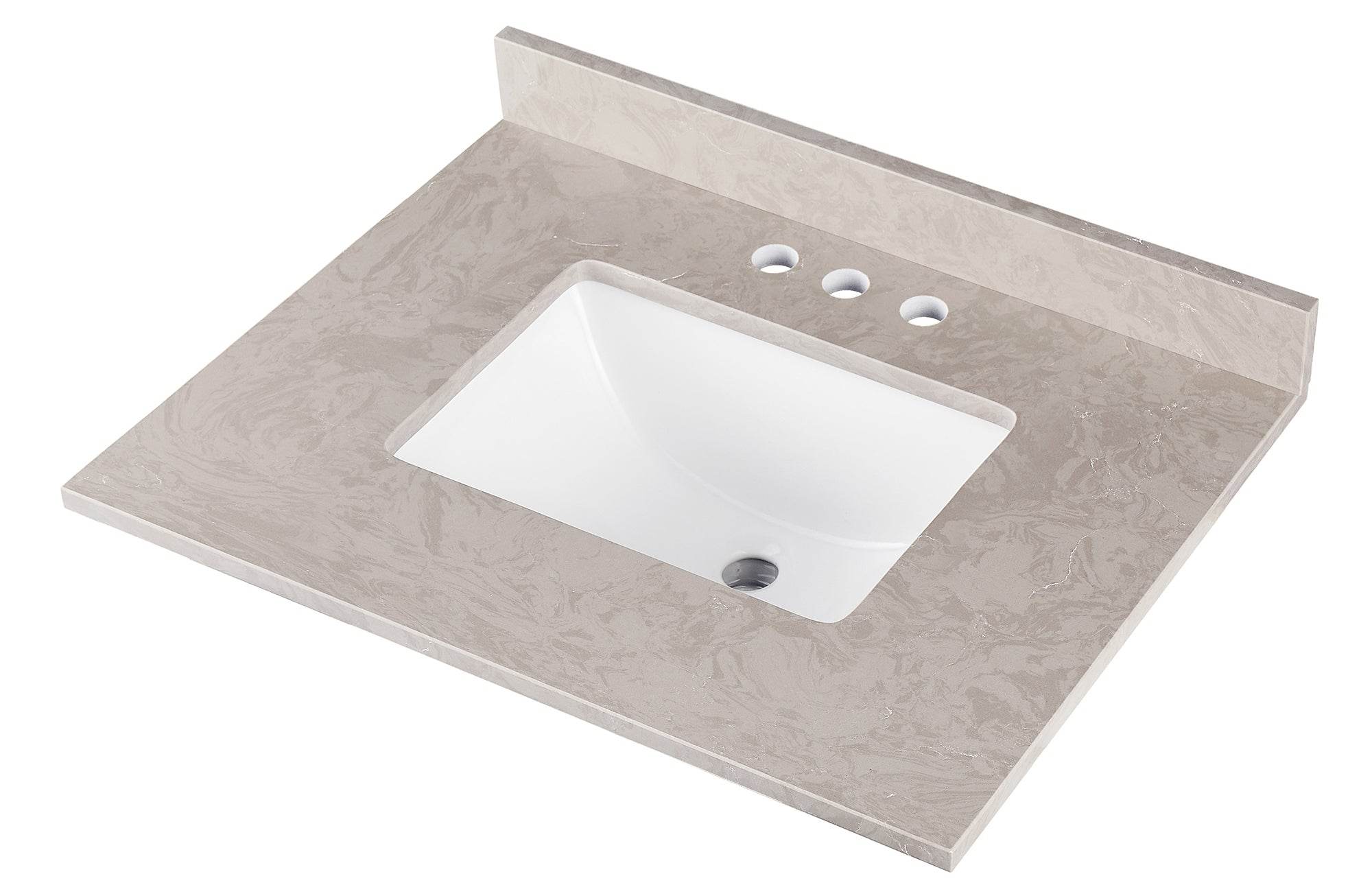 Amalfi 25W x 22D Engineered Marble Bathroom Vanity Top with Rectangular Undermount Sink - Perfect for Modern Bathroom Renovations and Master Suite Upgrades