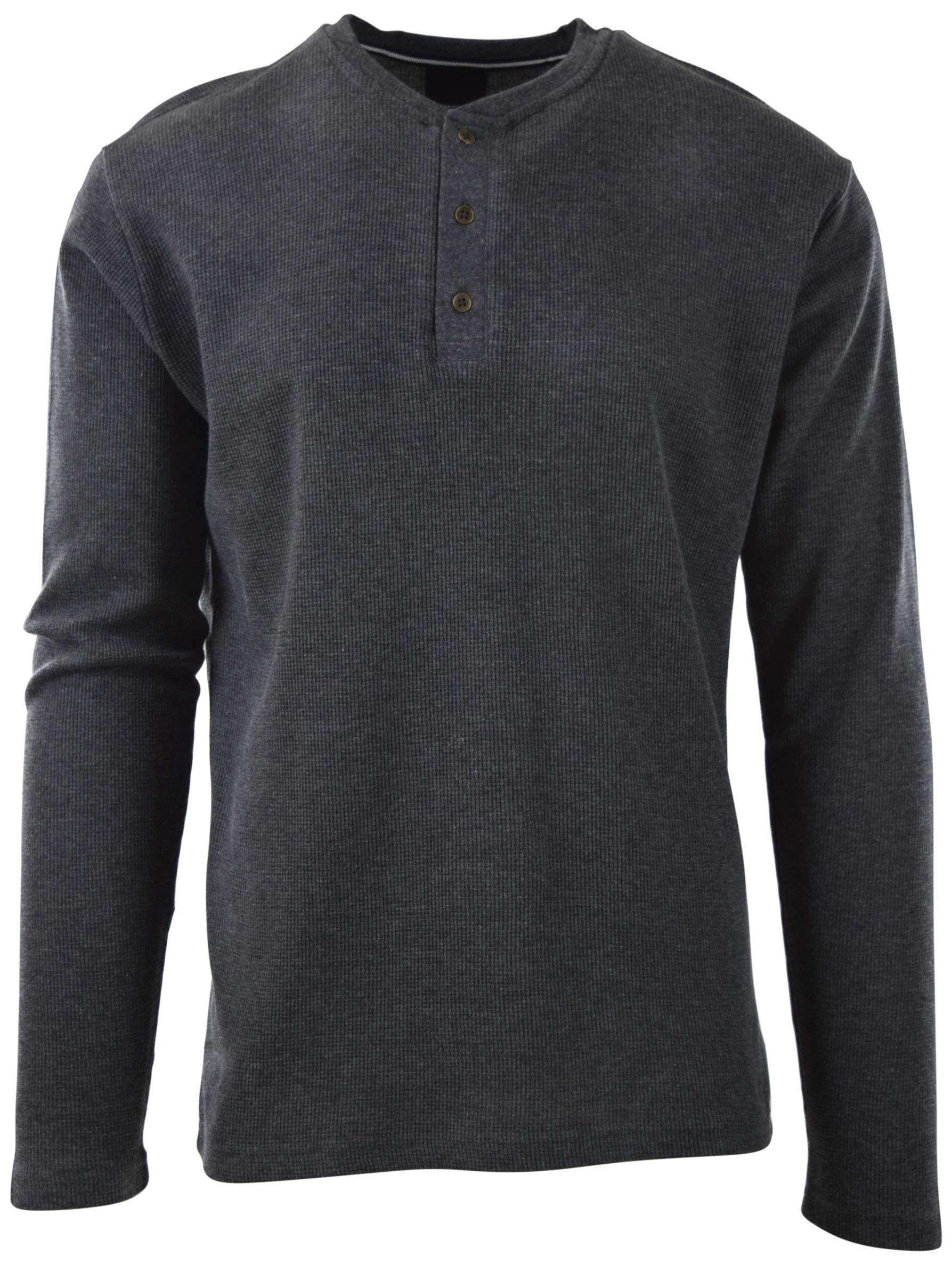Men's Long Sleeve Thermal Waffle Knit Shirt - Crew Neck Winter Base Layer Top (Multiple Colors) - Perfect for Cold Weather, Outdoor Activities & Layering