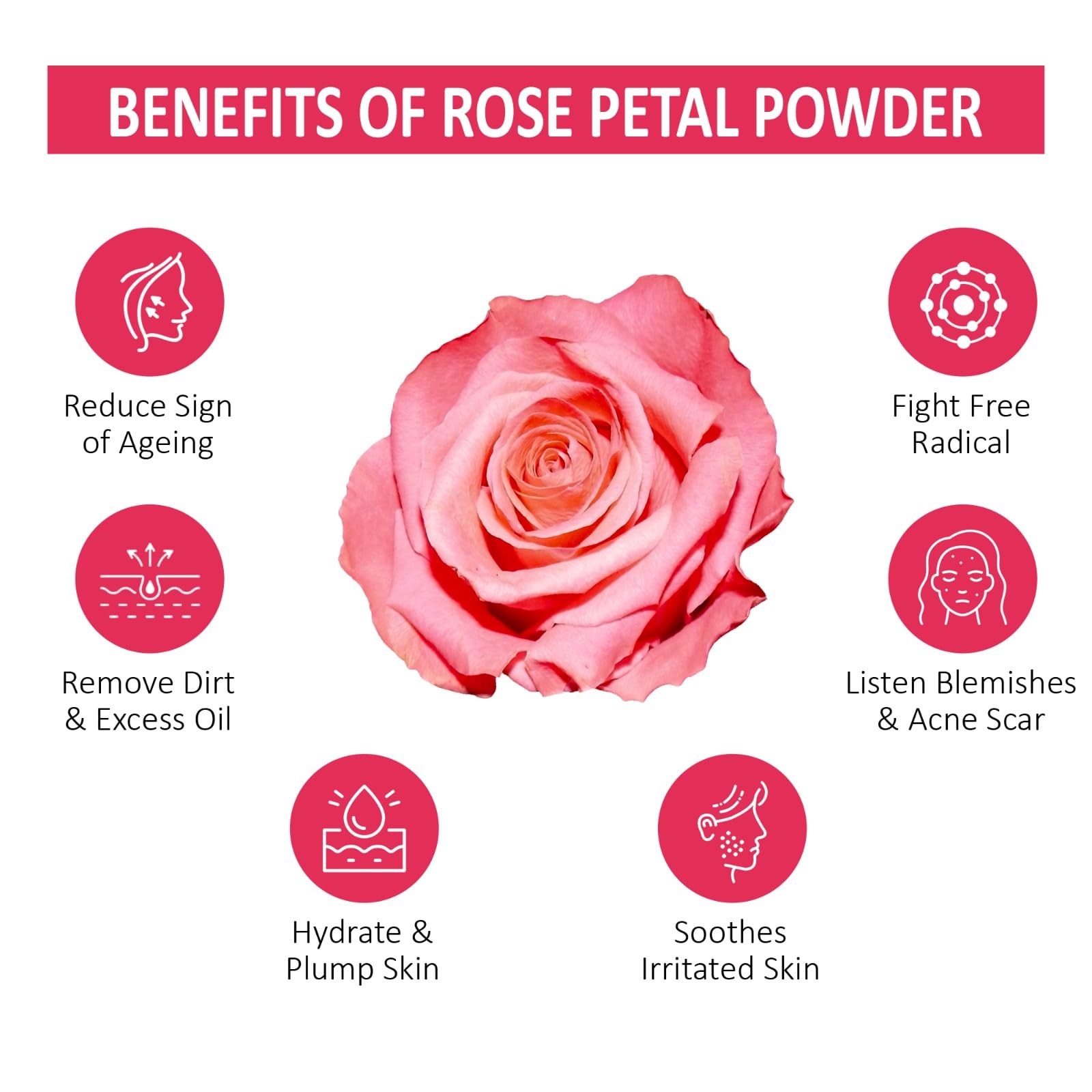 7 DAYS Pure & Natural Rose Petal Powder for Face & Skin Care - 100g Organic Face Mask for Tan Removal & Glowing Complexion | DIY Facial Treatment for Brightening & Hydration
