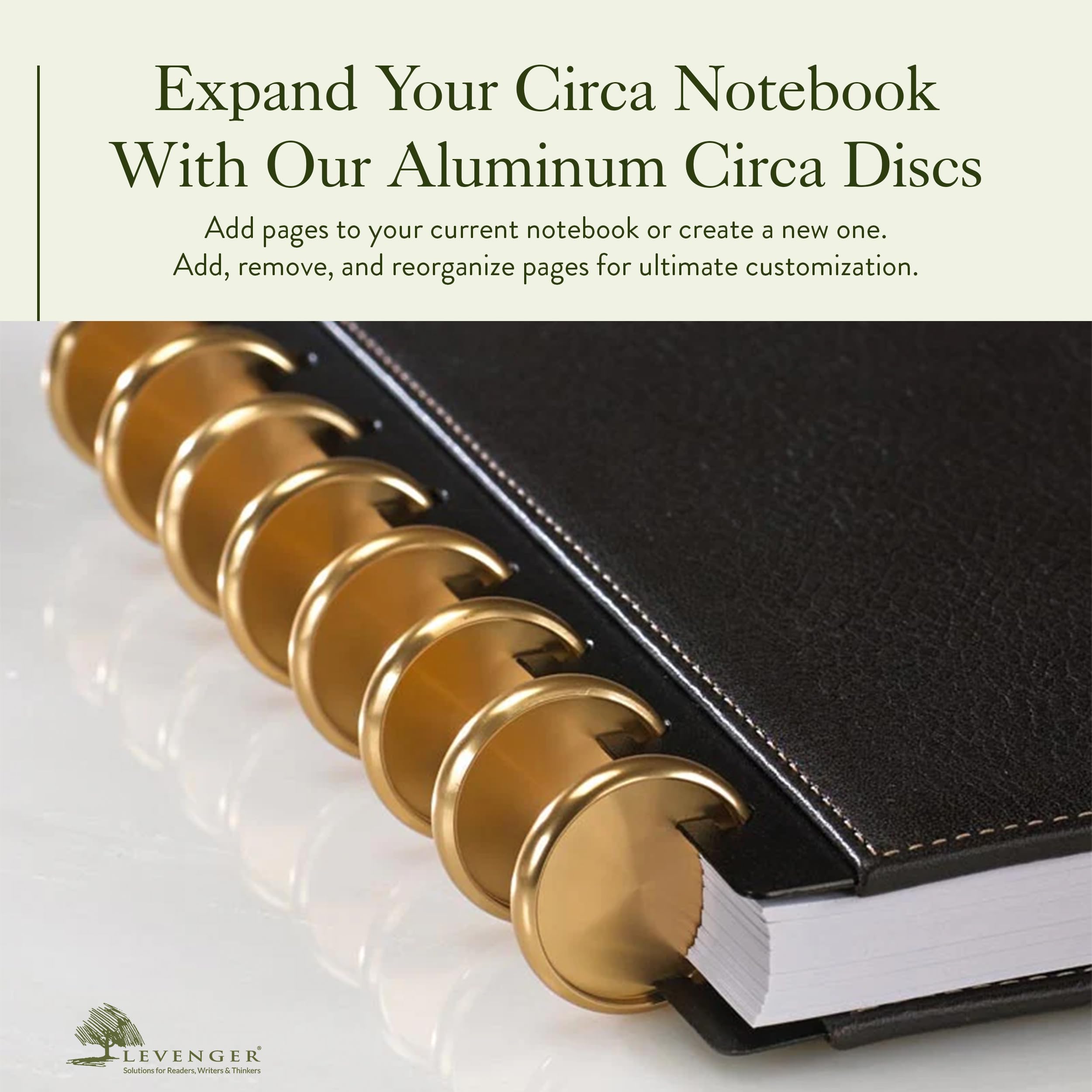 Levenger 1-Inch Gold Aluminum Metal Circa Discs Binder Rings - 11 Pack for Discbound Notebook System | Perfect for Office, School & DIY Planner Organization