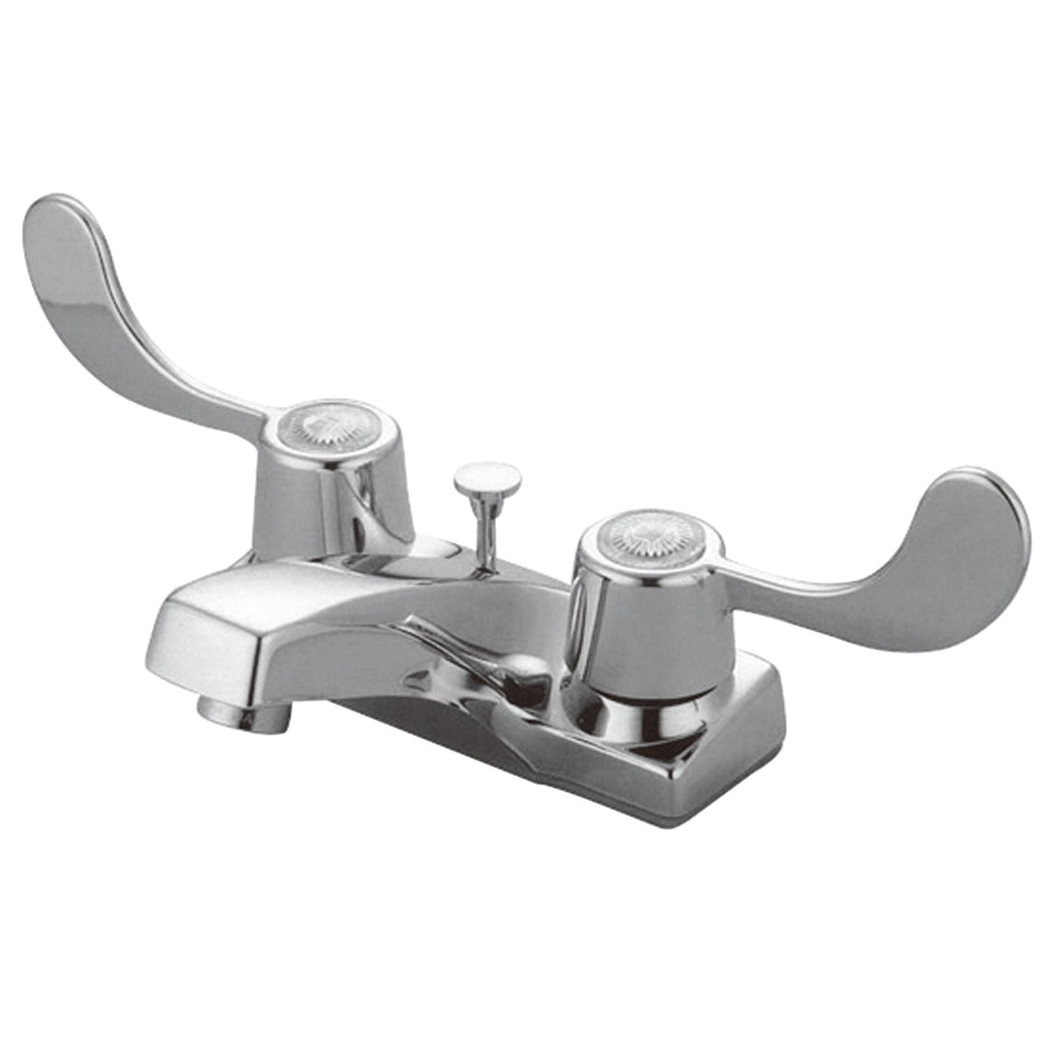Americana KB191B 4 Inch Centerset Bathroom Faucet - Double Handle Deck Mount 3 Hole Sink Faucet with Brass Pop Up Drain, Polished Chrome Finish - Perfect for Bathroom Vanity Sink and Powder Room Remodel