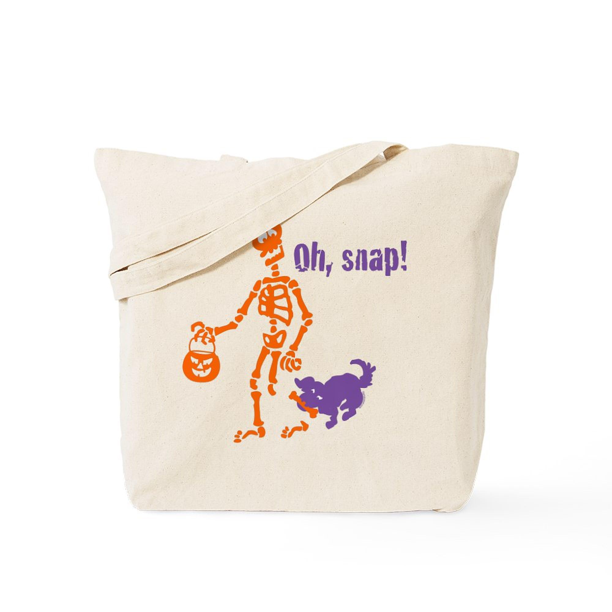Eco-Friendly Oh Snap Skeleton Tote Bag - Natural Canvas Reusable Shopping Bag for Groceries, Beach & Daily Use