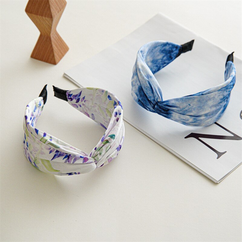 Women's Summer Printed Fabric Headband - Stylish Hair Accessory for Workouts, Yoga, and Outdoor Activities
