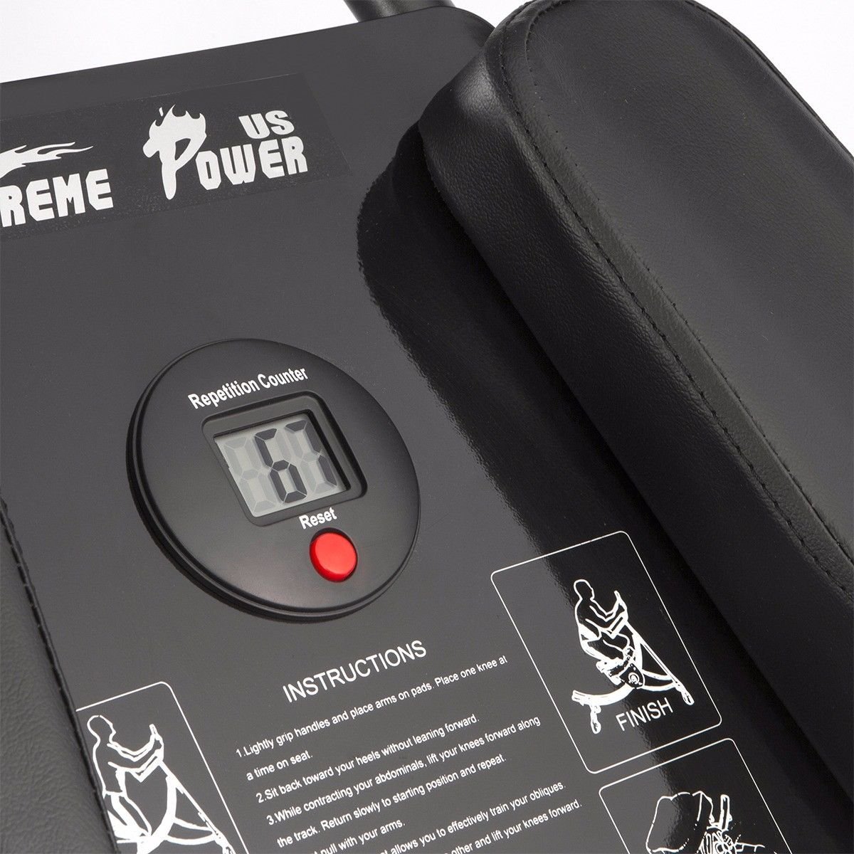 XtremepowerUS Ab Machine - Abdominal Workout Equipment for Core Strength, Home Gym Fitness, Silver/Black - Perfect for Home Workouts & Toning Abs