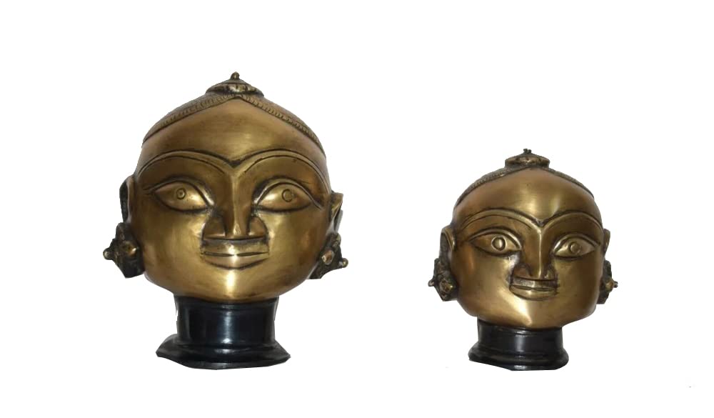 Handmade Brass Parvati and Gauri Goddess Face Sculpture - Divine Hindu Statue for Home Altar, Pooja Room Decor & Spiritual Gift