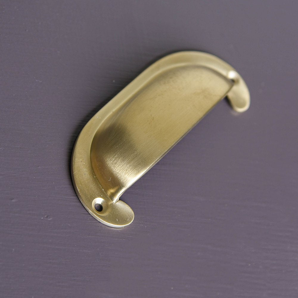 Elegant Satin Brass Large Curved Hooded Drawer Handle - Premium Cabinet Hardware for Kitchen & Bathroom Renovation