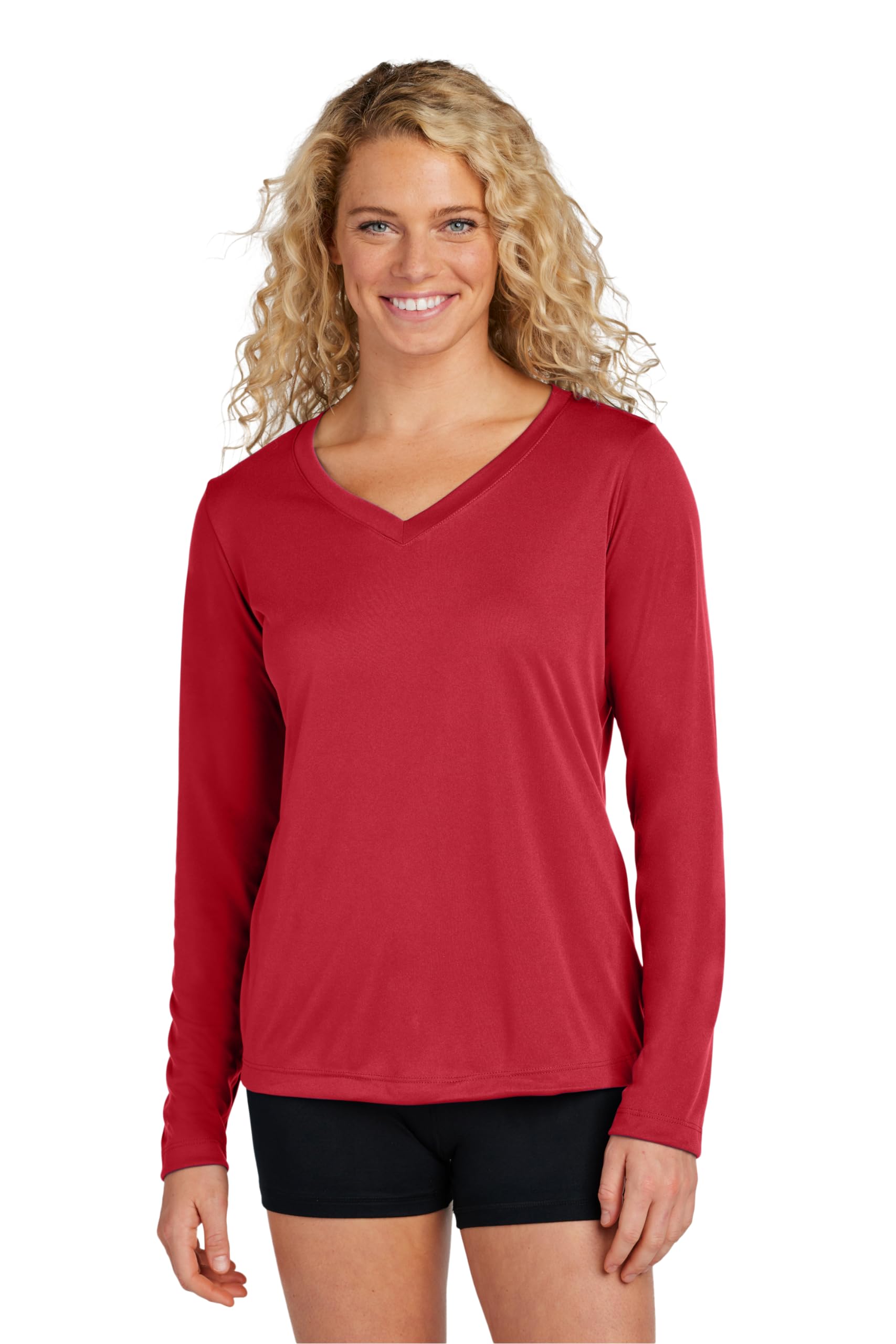 Women's V-Neck Workout Tops - Long Sleeve Gym Shirts for Yoga & Running (Plus Sizes)