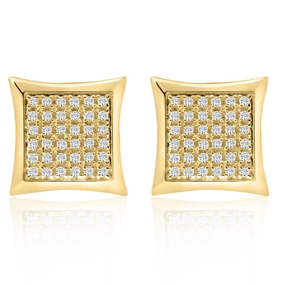 1/3 Carat Natural Diamond Pave Square Framed Women's Earrings in 14K White or Yellow Gold - Perfect for Weddings, Anniversaries & Special Occasions