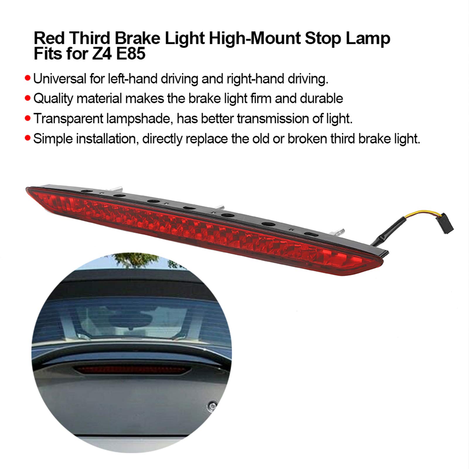 High-Quality Car Brake Light & Battery Disconnect Switch - 63256917378 Red Third Brake Light with Brass Power Cut Off Switch | Automotive Lighting Accessories for Enhanced Safety & Vehicle Security | Perfect for Off-Road, Racing & Classic Car Restoration