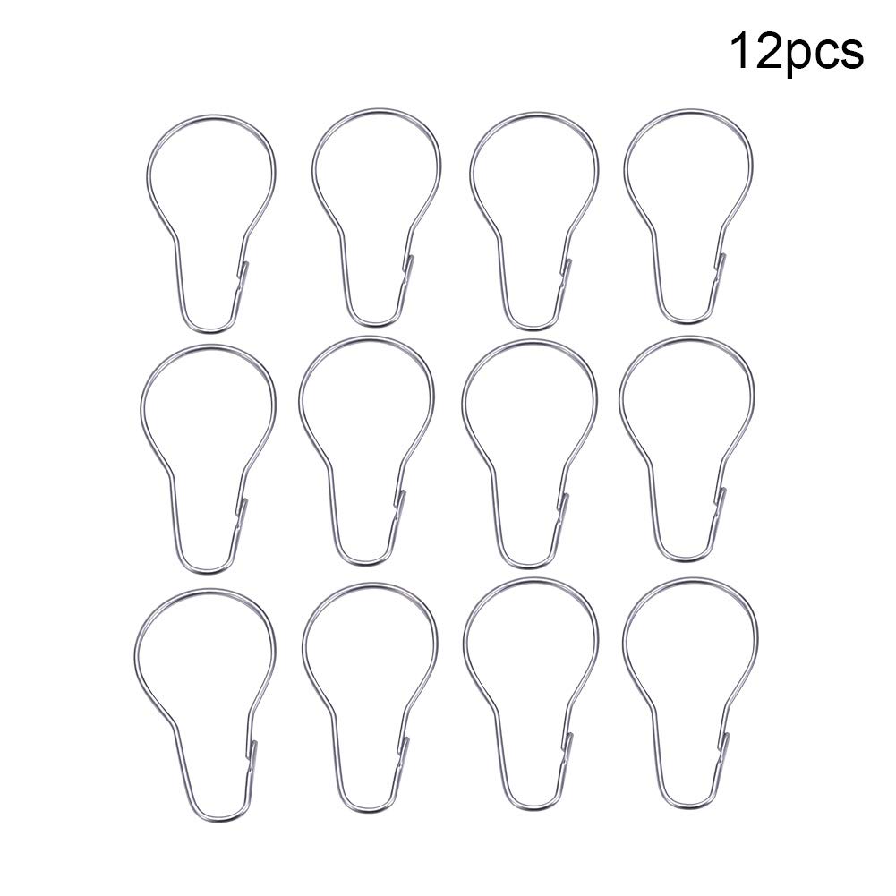 Premium Metal Shower Curtain Hooks - 12 Pack Rust-Resistant Bathroom Shower Rings for Rods, Curtains & Liners - Ideal for Home, Hotel, and Apartment Bathroom Decor