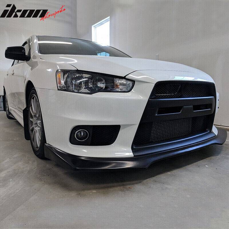 Mitsubishi Evolution EVO X 10 R Style Front Bumper Lip - Unpainted PU for 2009-2015 Models | Enhance Your Car's Aerodynamics & Sporty Look | Perfect for Street Racing & Car Shows