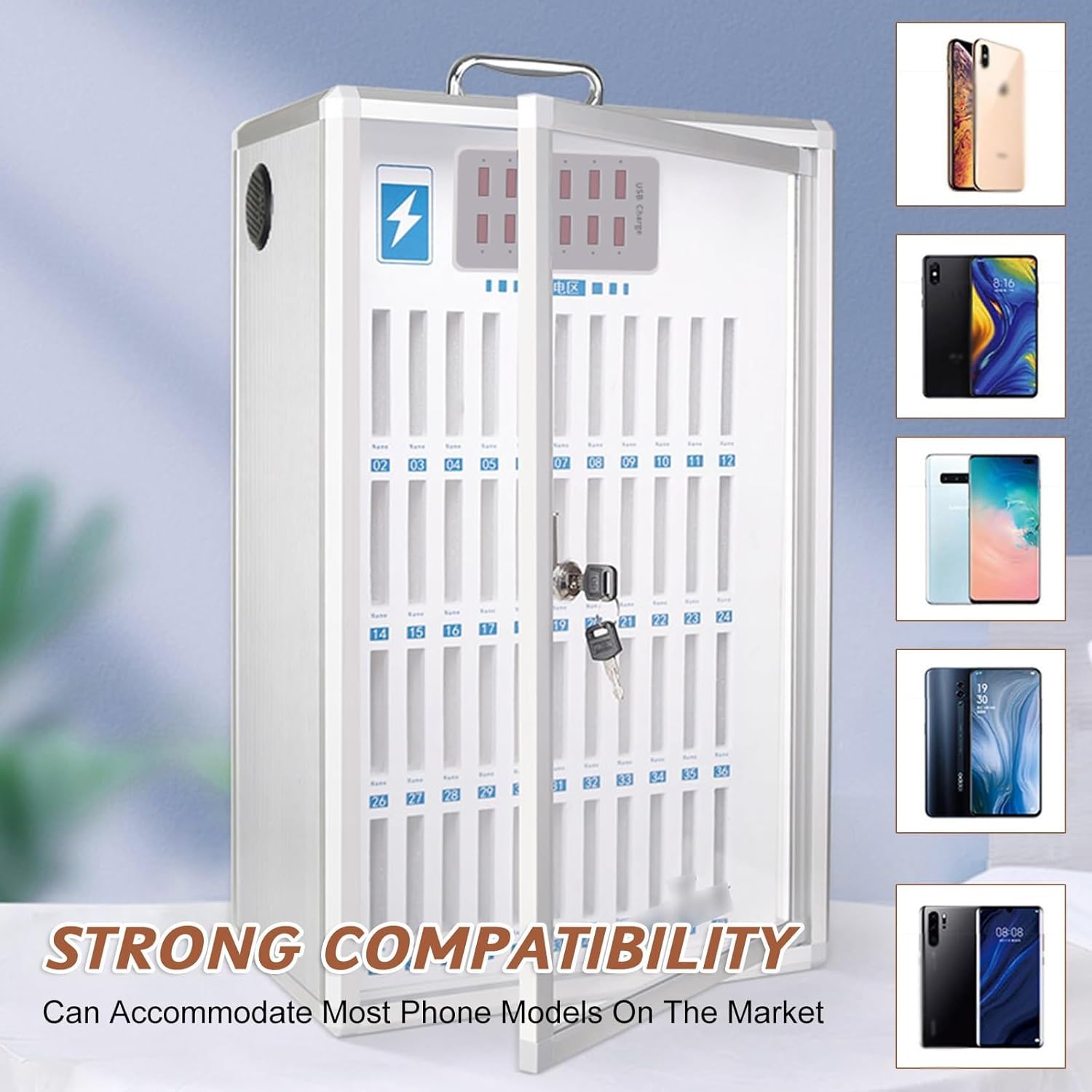Wall Mounted Cell Phone Storage Cabinet - Secure Phone Locker for Schools, Exams & Offices | Durable Metal Phone Box with Key Lock for Classroom, Testing Center & Workplace Organization