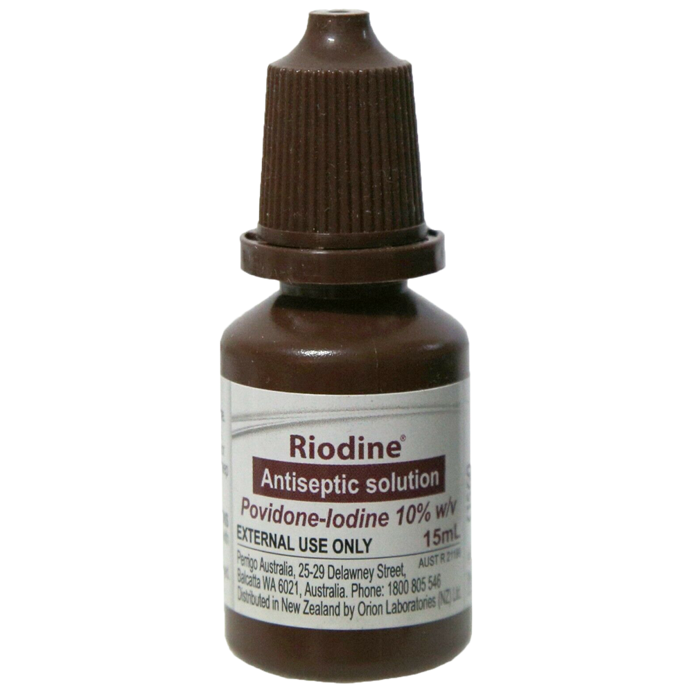 RIODINE 10% Povidone Iodine Solution Antiseptic - 15ml Dropper Bottle for First Aid, Wound Care & Skin Disinfection - Ideal for Cuts, Scrapes & Minor Burns