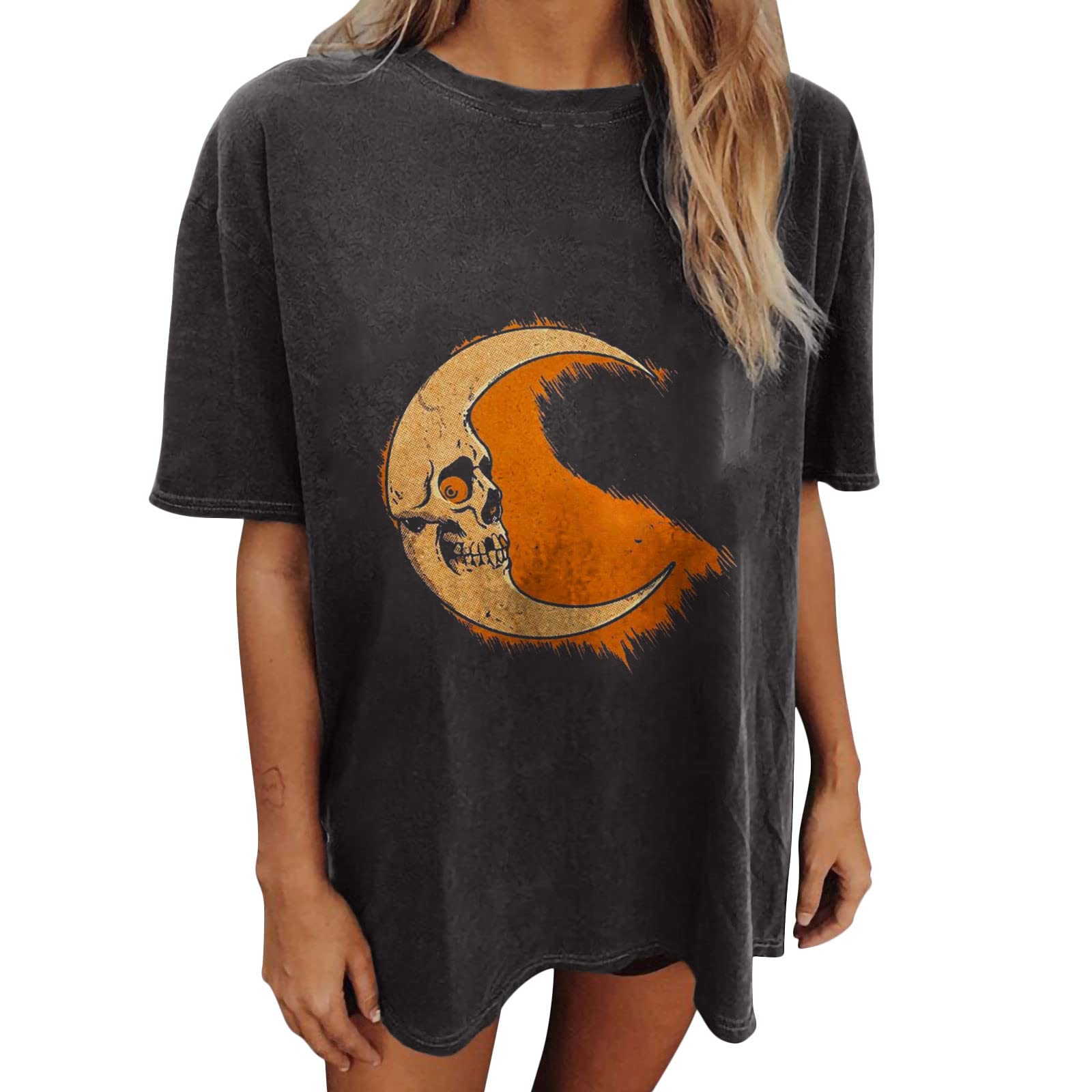 Halloween Shirt for Women - Short Sleeve Cute Horror Graphic Tee | Casual Loose Fit T-Shirt | Perfect for Fall Outfits, Halloween Parties & Spooky Season Fashion