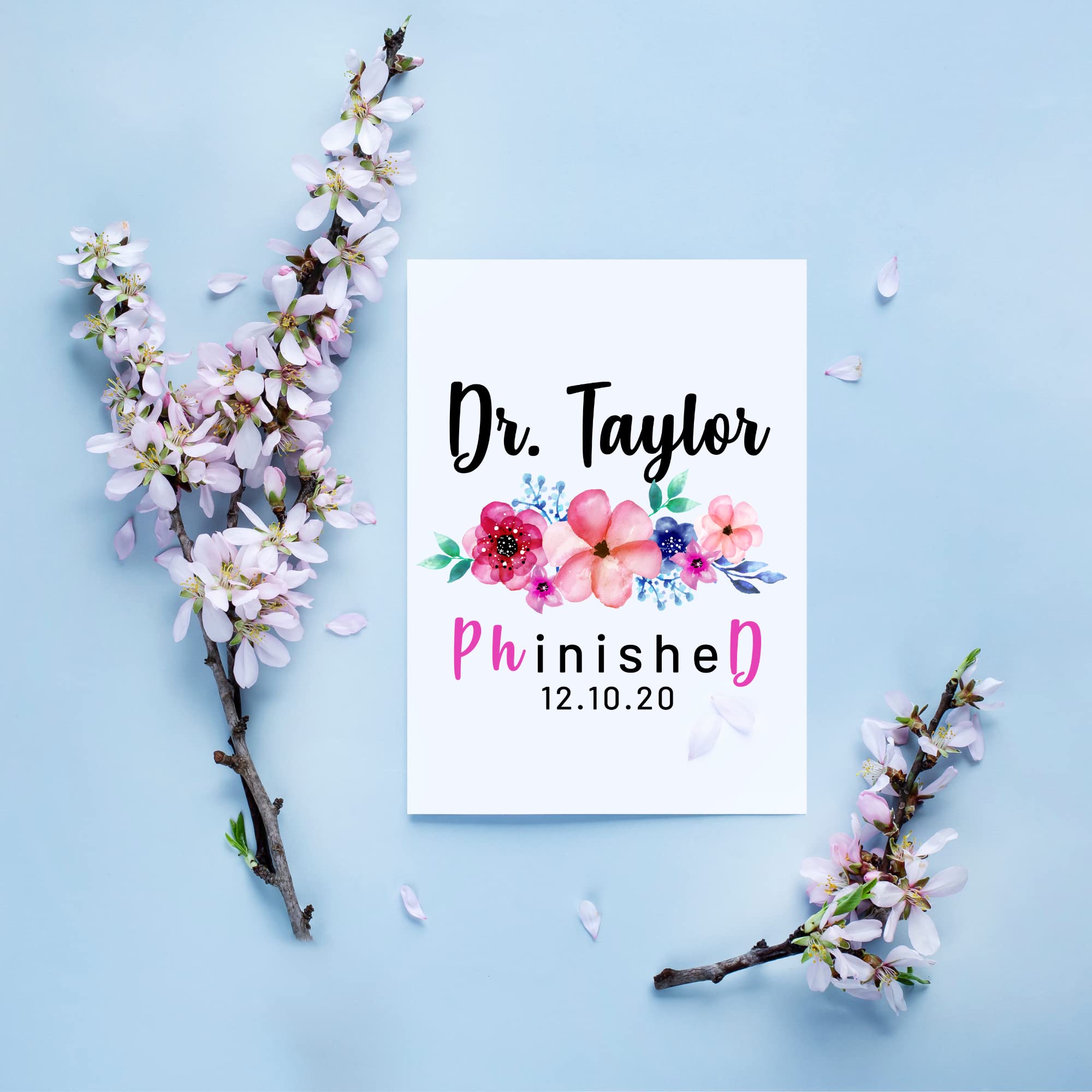 Personalized PhD Graduation Card - Custom Name & Date Doctorate Greeting Card | Funny Dr. Card for University Graduates | Class of 2022 Gift for Her | Perfect for Medical School Graduation Parties & Academic Achievements