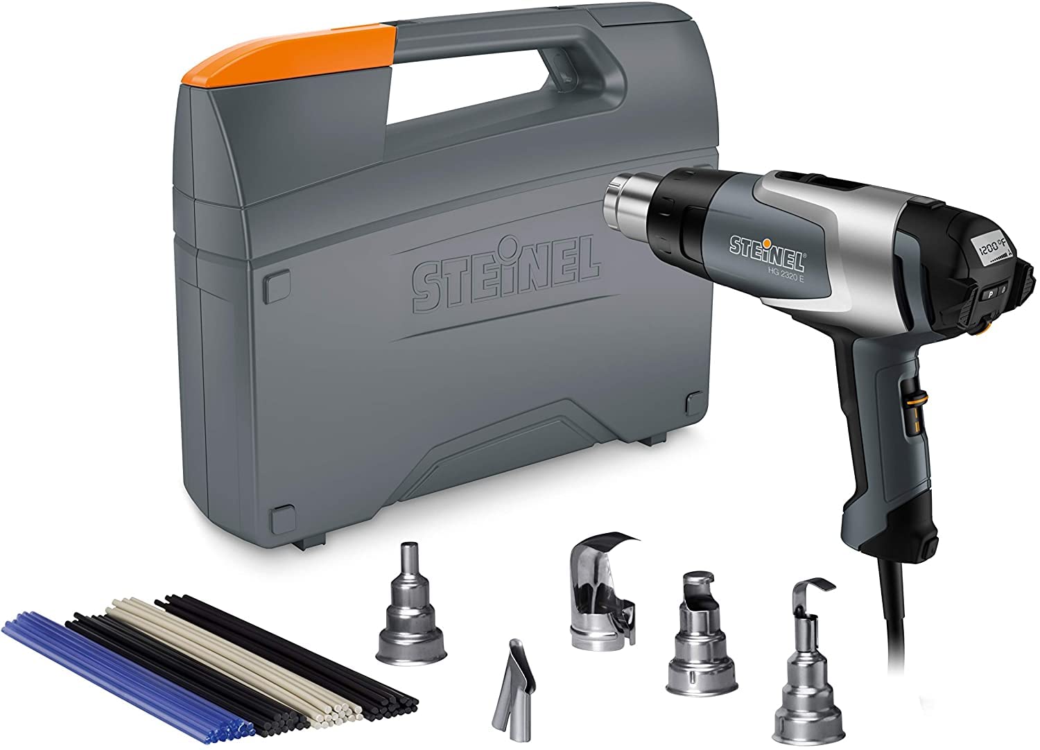 Steinel HG 2320 E Professional Heat Gun Kit - 1600W Brushless Motor with LCD Display, Heavy Duty Case & Accessories - Perfect for DIY Projects, Paint Stripping, Shrink Wrapping, and Electrical Work