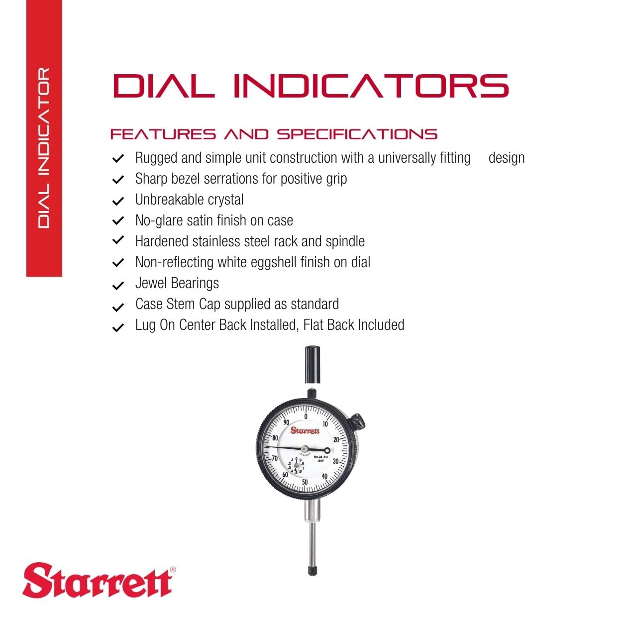 Starrett 25-441J WCSC Dial Indicator 0-1